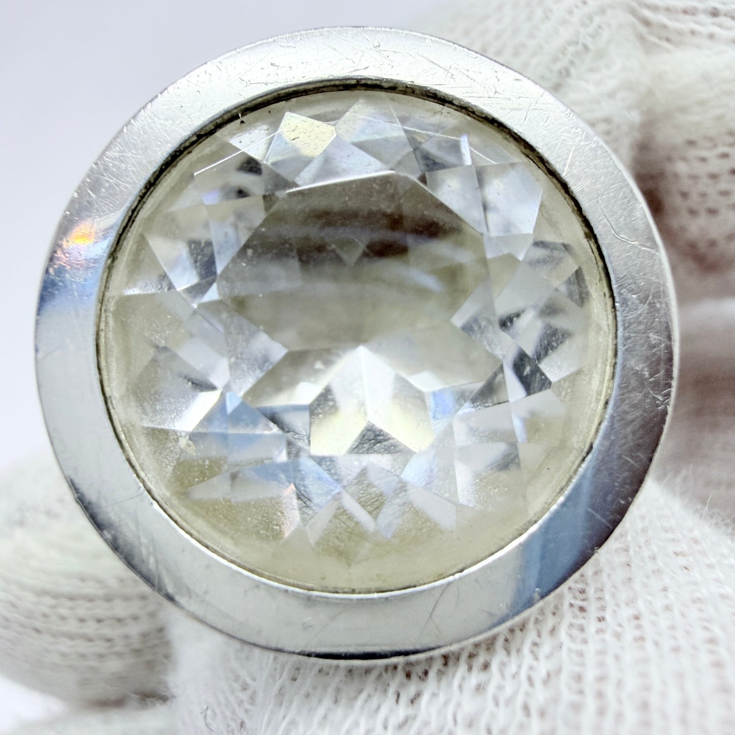 Elis Kauppi, Kupittaan Kulta, Finland 1964. Vintage Solid Silver Rock Crystal Ring