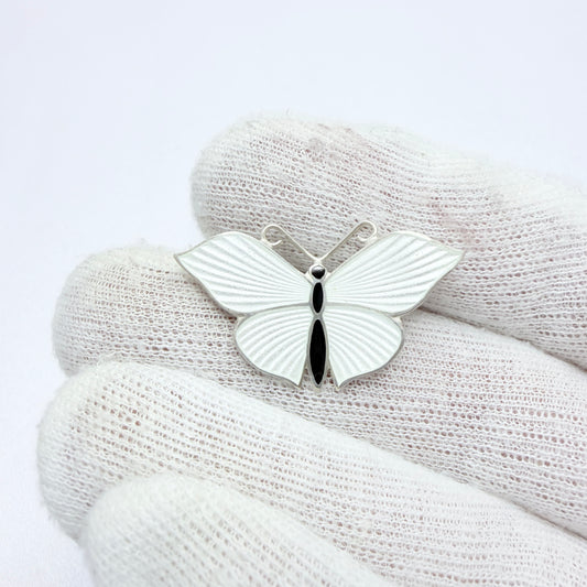 Finland. Vintage Sterling Silver Enamel Butterfly Brooch.