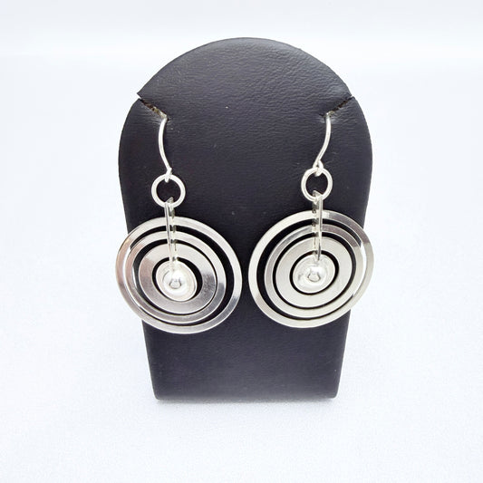 Tapio Wirkkala for Kultakeskus, Finland. Vintage Sterling Silver Earrings. Silver Moon