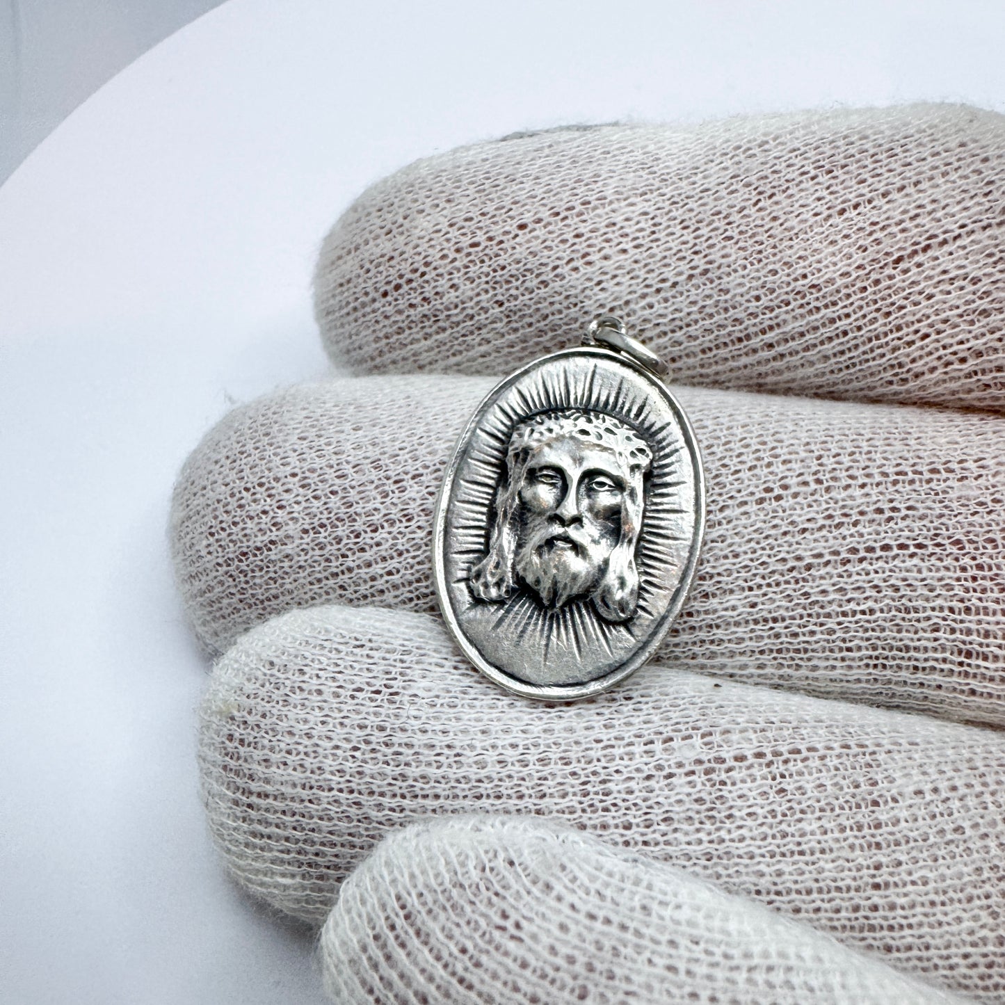 Sundström, Sweden 1915. Antique Solid Silver Jesus Christ Pendant.