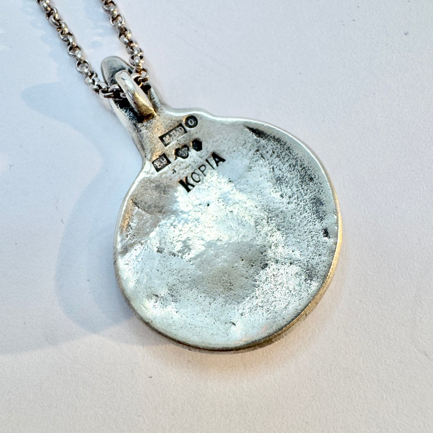 Sweden 1965. Vintage Viking Copy Snake Pendant Solid Silver Necklace.