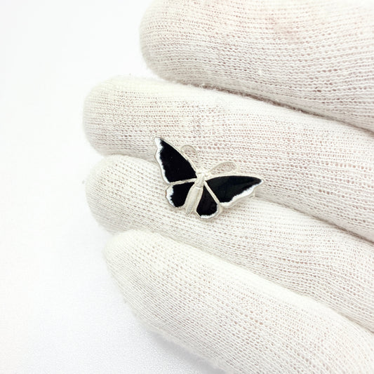 Vintage Sterling Silver Enamel Butterfly Brooch