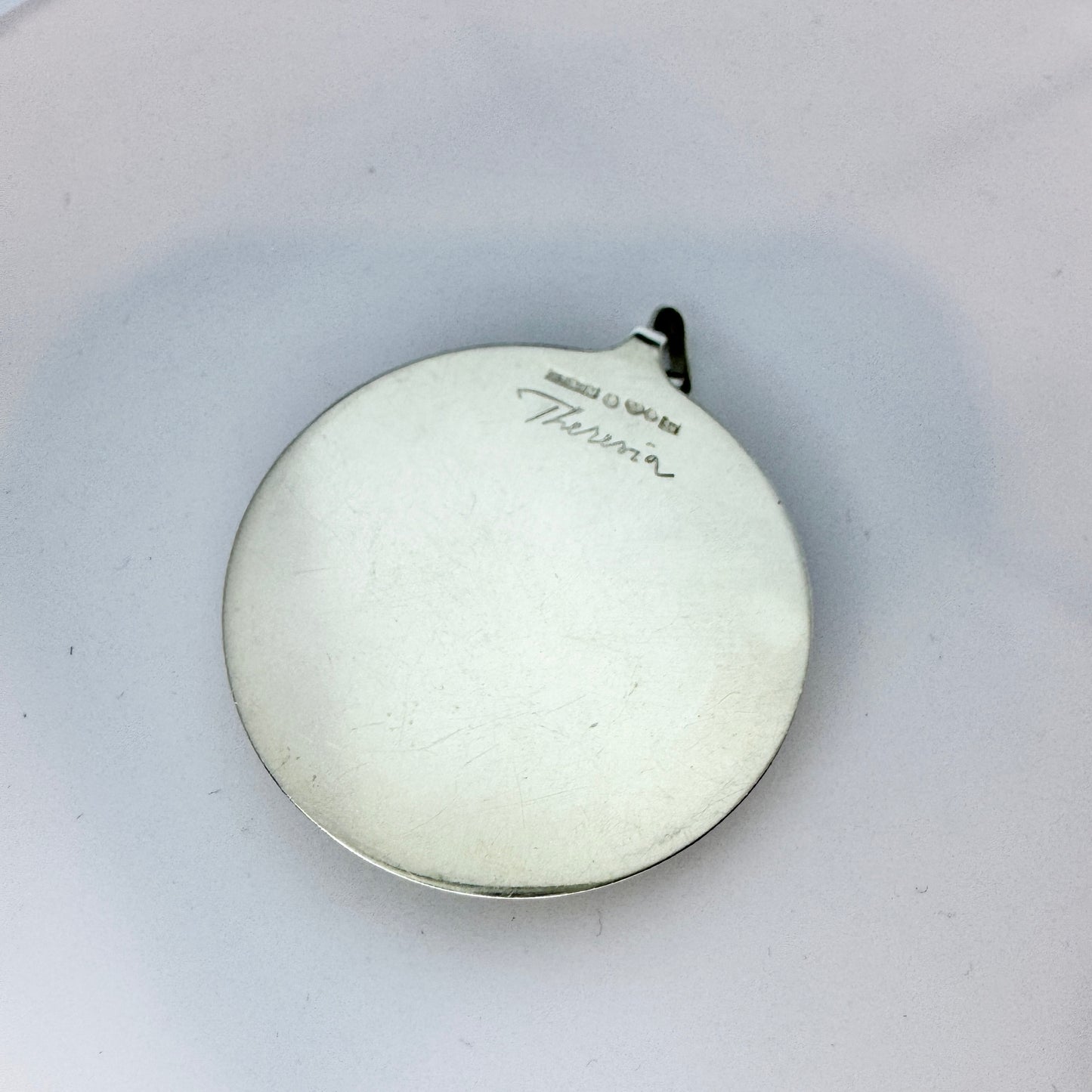 Theresia Hvorslev for Alton, Sweden 1968. Vintage Sterling Silver Pendant. Signed