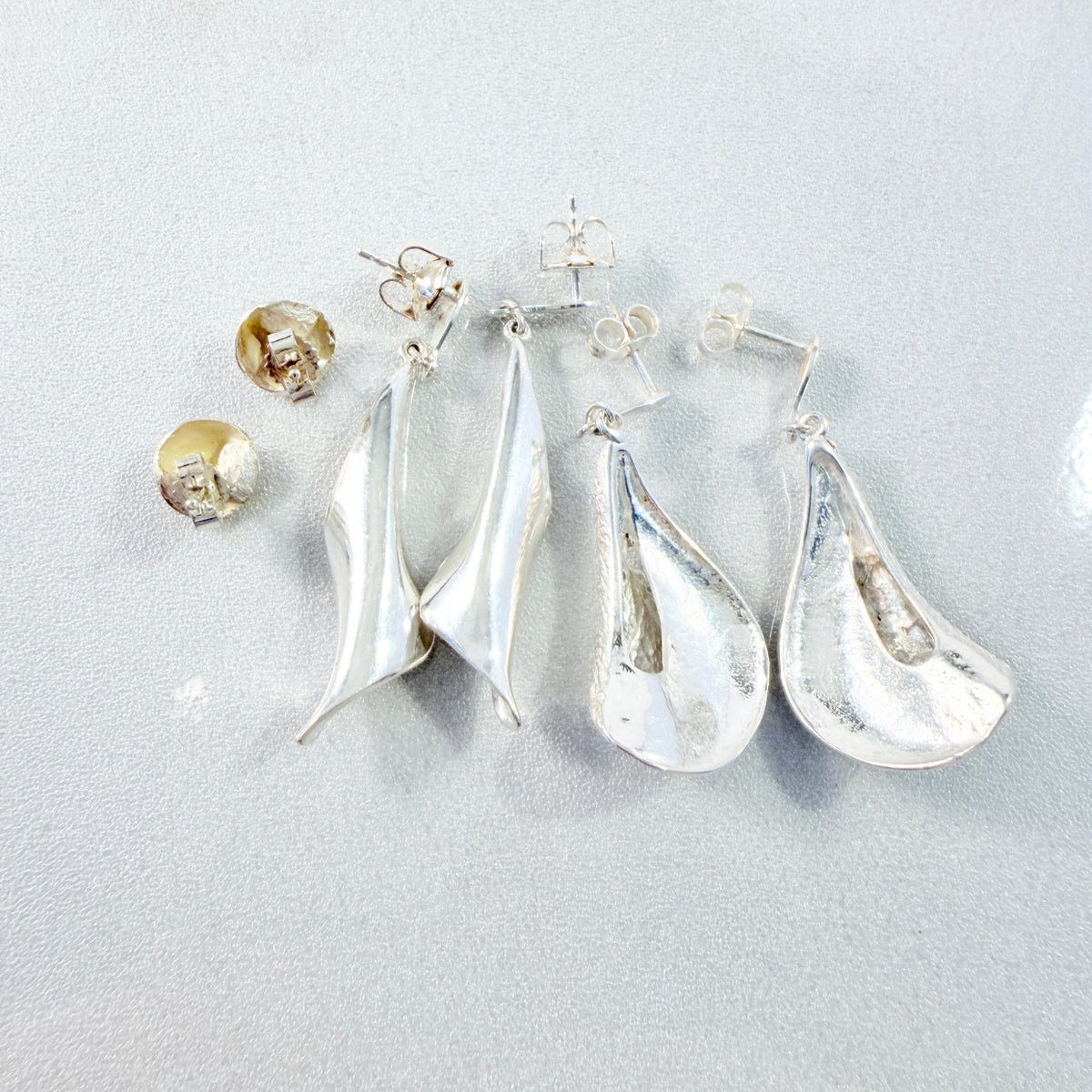 Scandinavian Design. 3 Pair of Earrings in Sterling Silver.