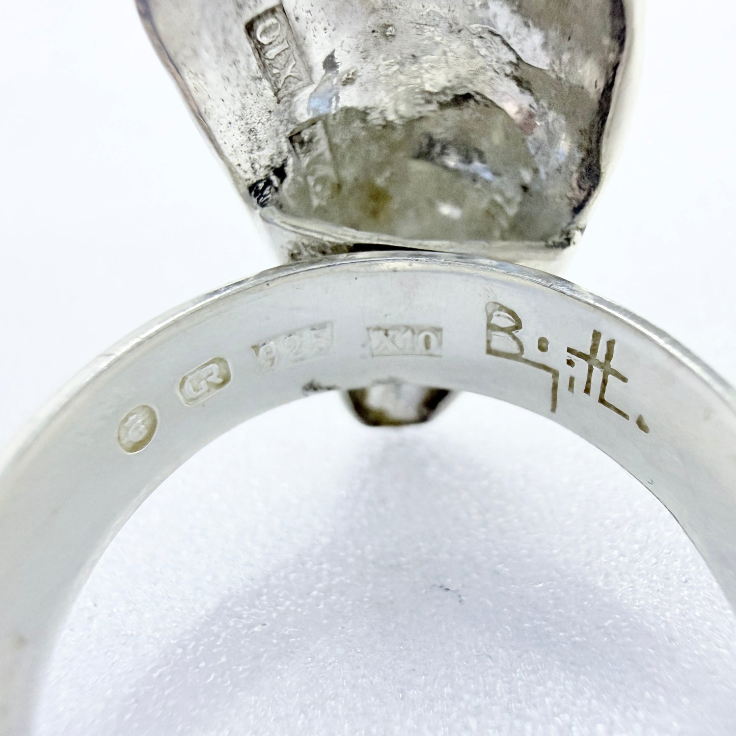 Birgitta Holmgren, Sweden 1996. Vintage Sterling Silver Enamel Ring.