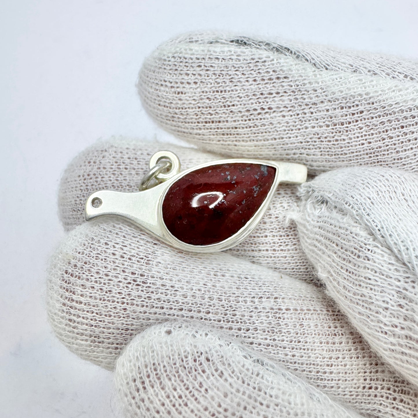 JAN, Finland. Vintage Sterling Silver Double Hardstone Ptarmigan Pendant.