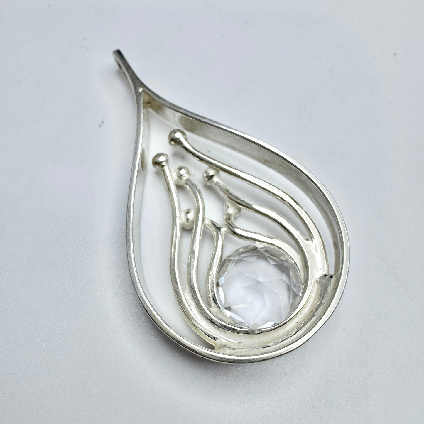 Victor Janson, Sweden. Vintage Sterling Silver Rock Crystal Pendant.