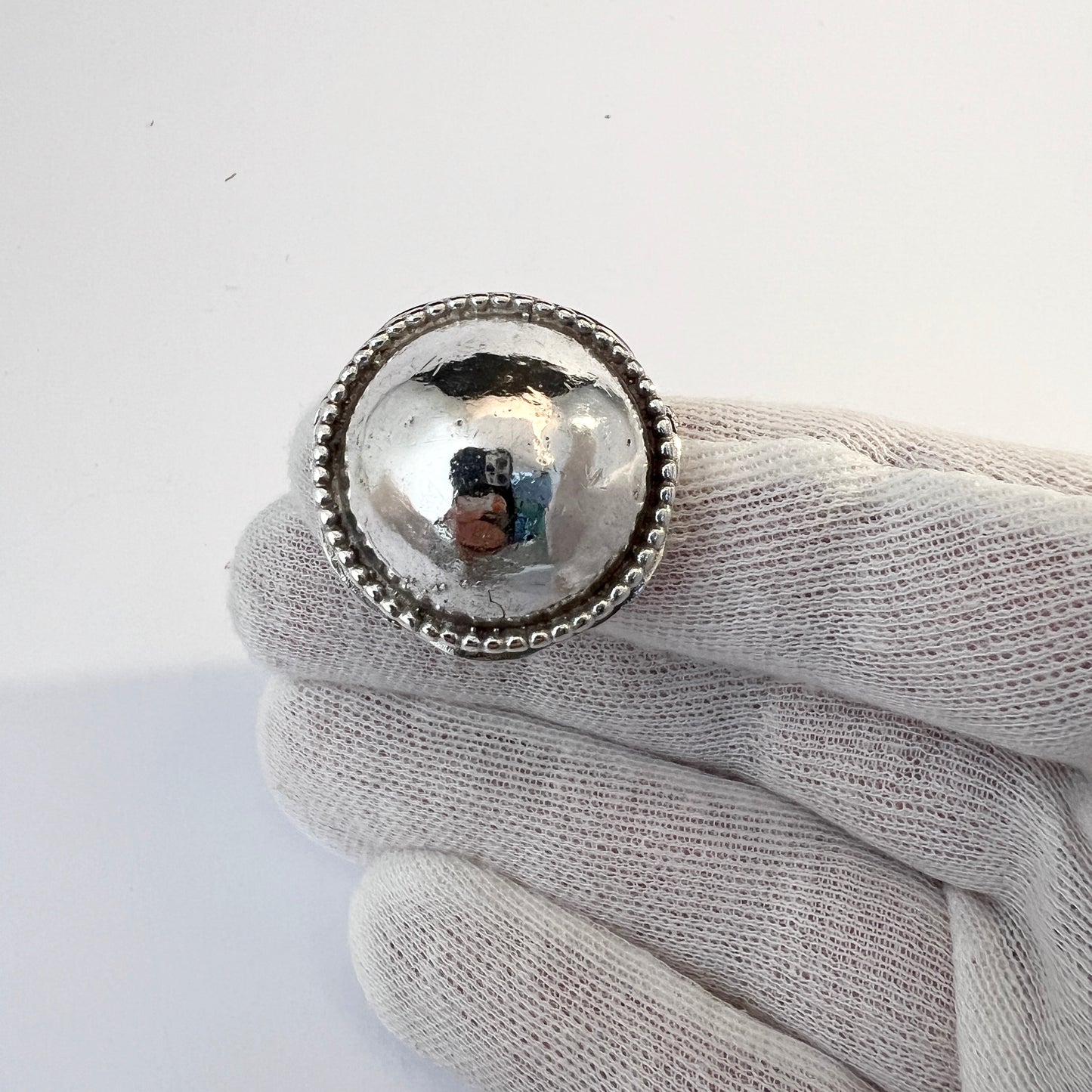 Alton, Sweden 1973, Bold Modernist Dome Sterling Silver Ring.
