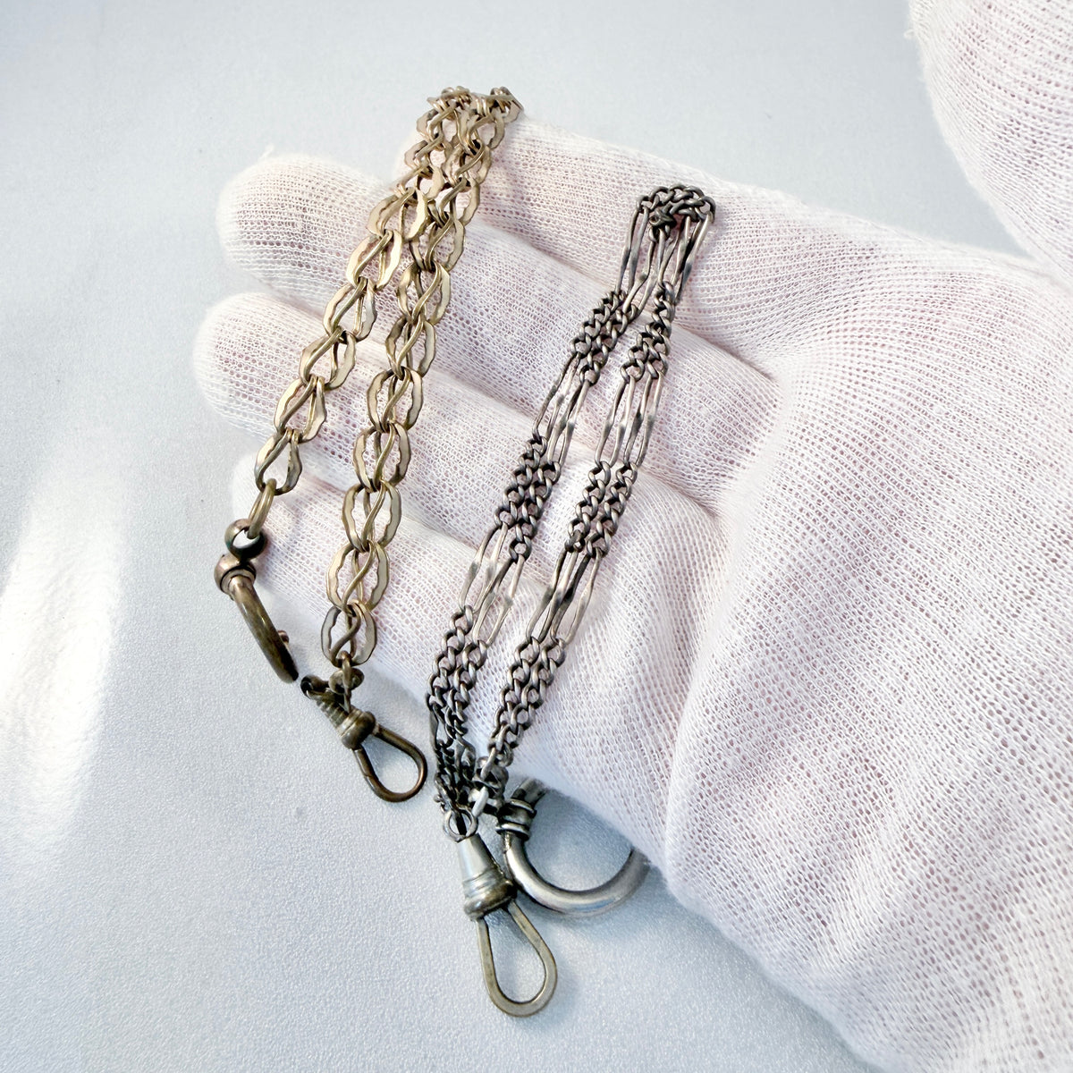 Two Antique Metal Watch Chains.