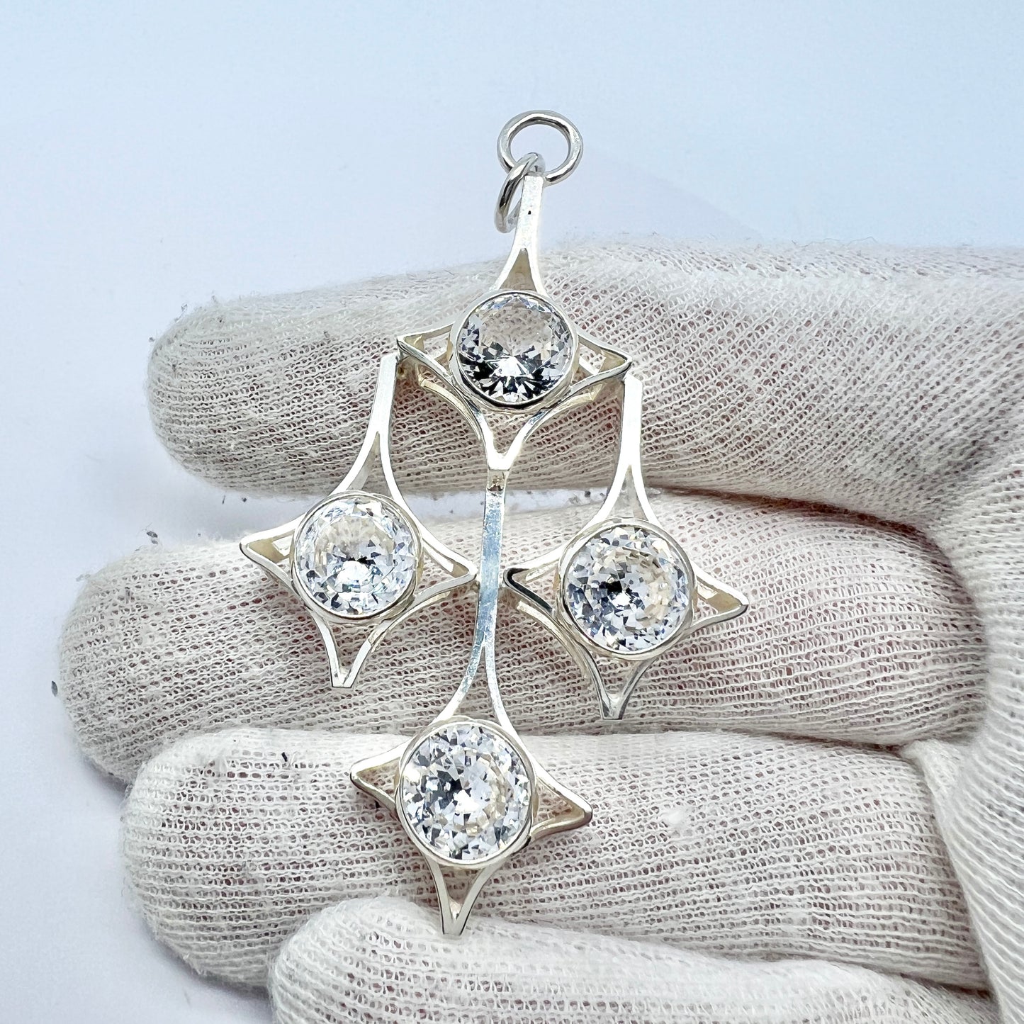 Kultaseppä Salovaara, Finland. Large Vintage Sterling Silver Rock Crystal Pendant.