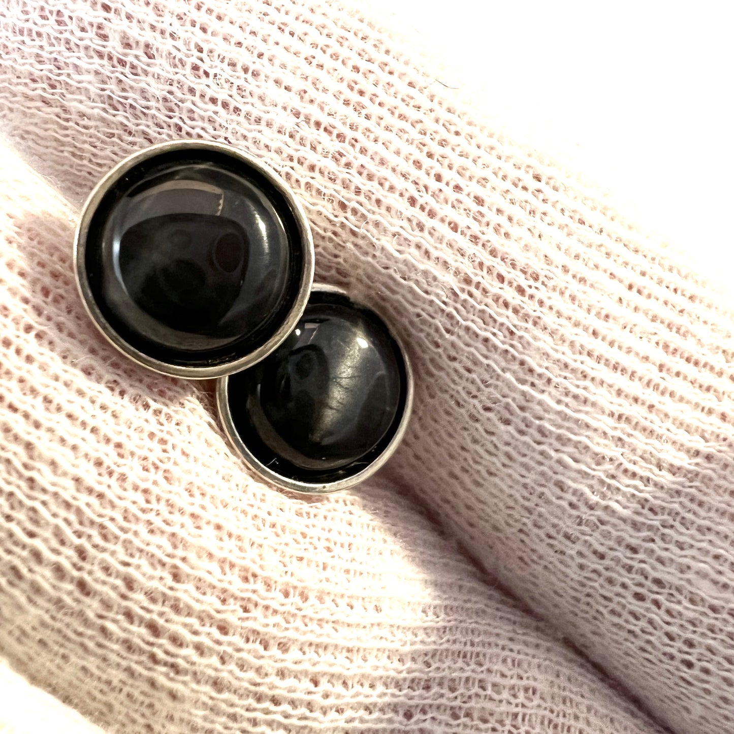 Kalevala Koru, Finland. Vintage Sterling Silver Spectrolite Stud Earrings.