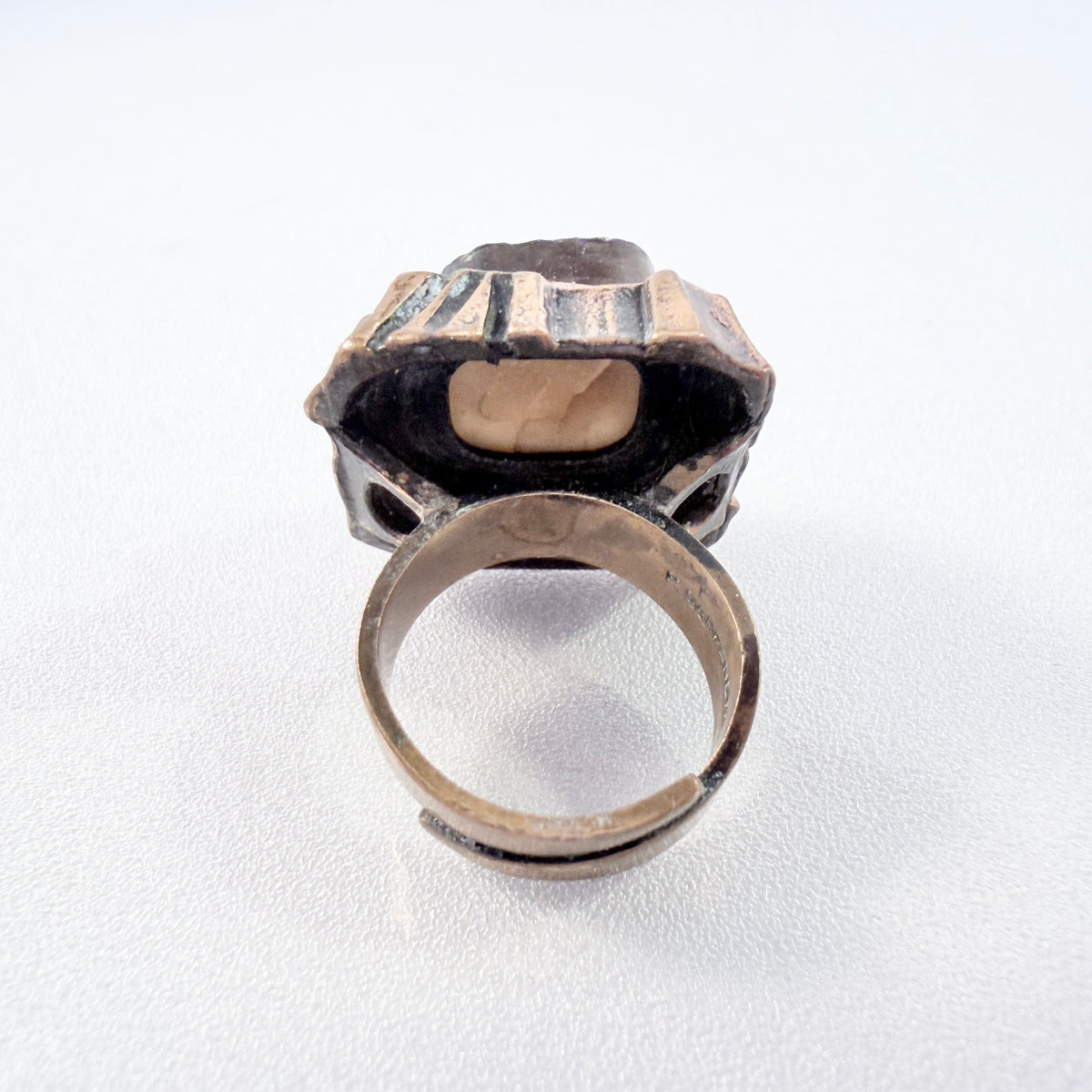 Pentti Sarpaneva, Finland 1970s. Vintage Brutalist Bronze Raw Quartz Ring.