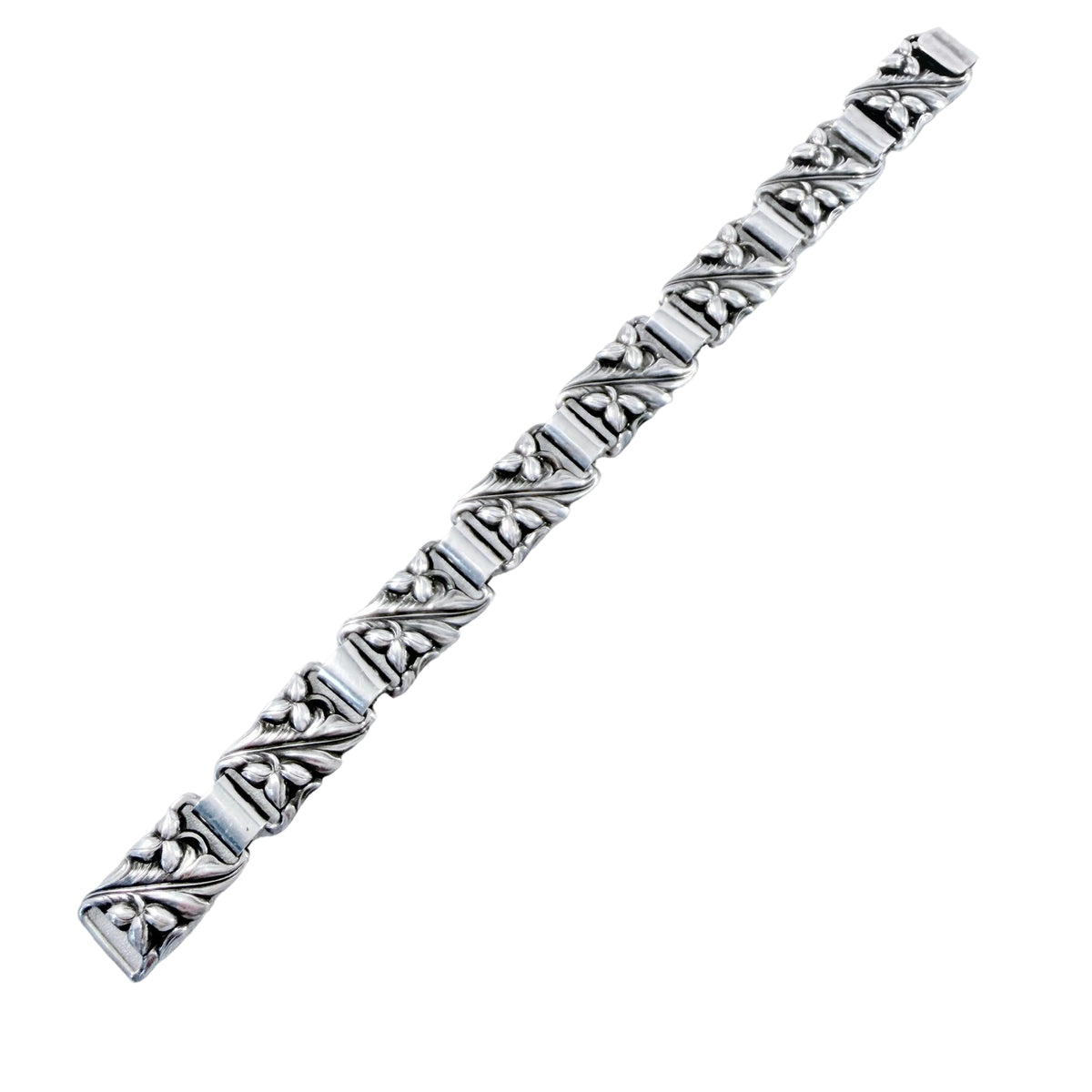 G Dahlgren, Sweden 1953. Vintage Solid Silver Organic Panel Bracelet.