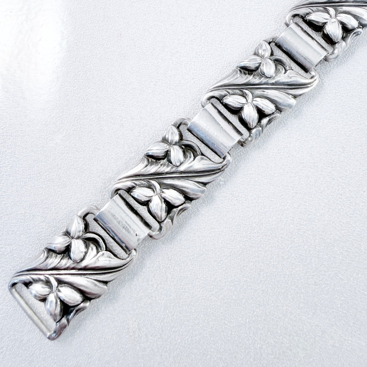 G Dahlgren, Sweden 1953. Vintage Solid Silver Organic Panel Bracelet.