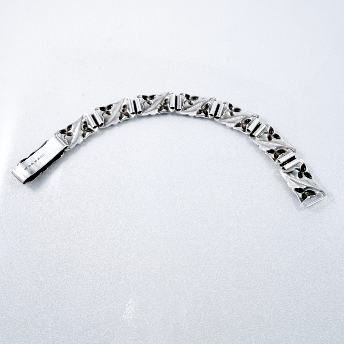 G Dahlgren, Sweden 1953. Vintage Solid Silver Organic Panel Bracelet.