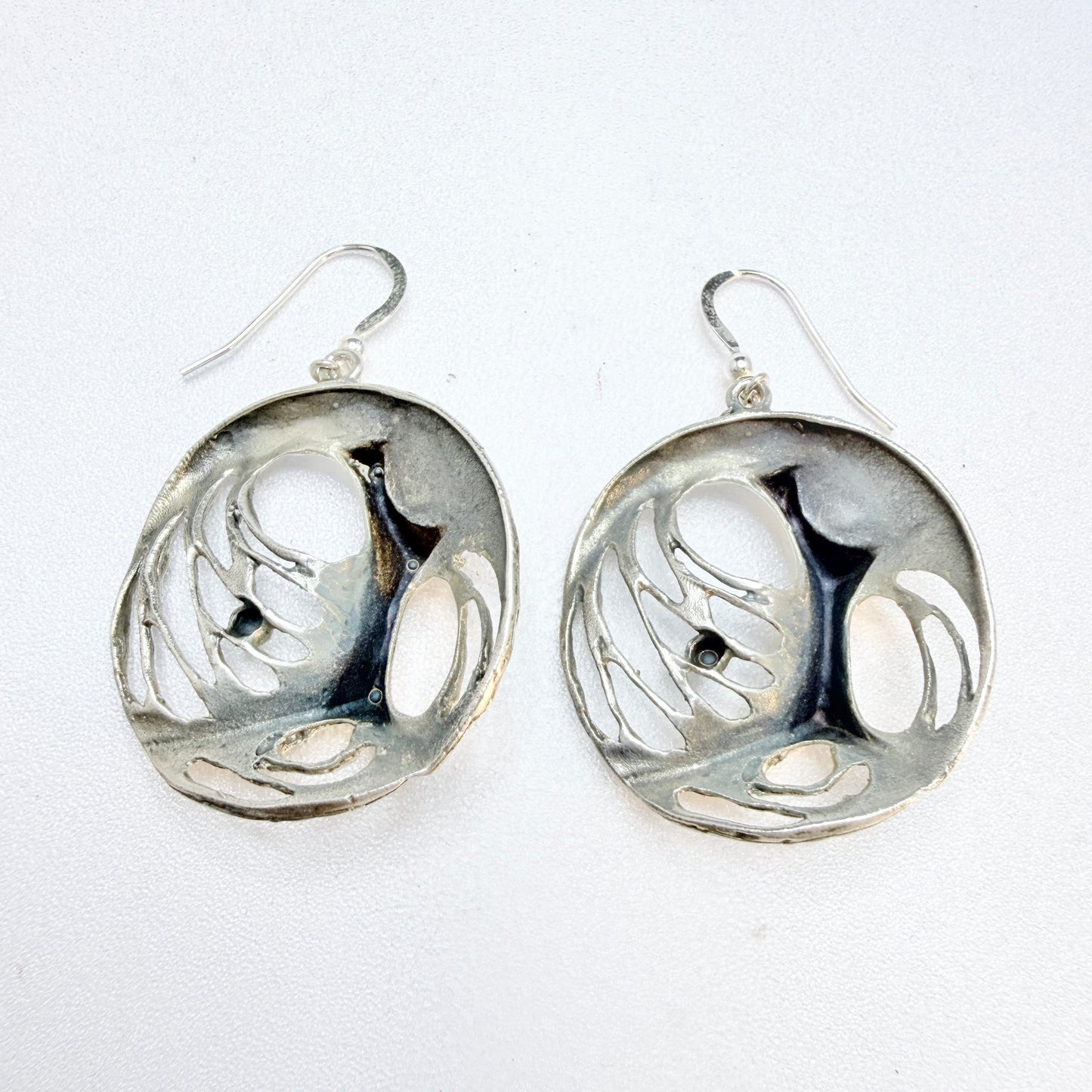 Sten & Laine, Finland early 1970s. Vintage Solid Silver Large Earrings.