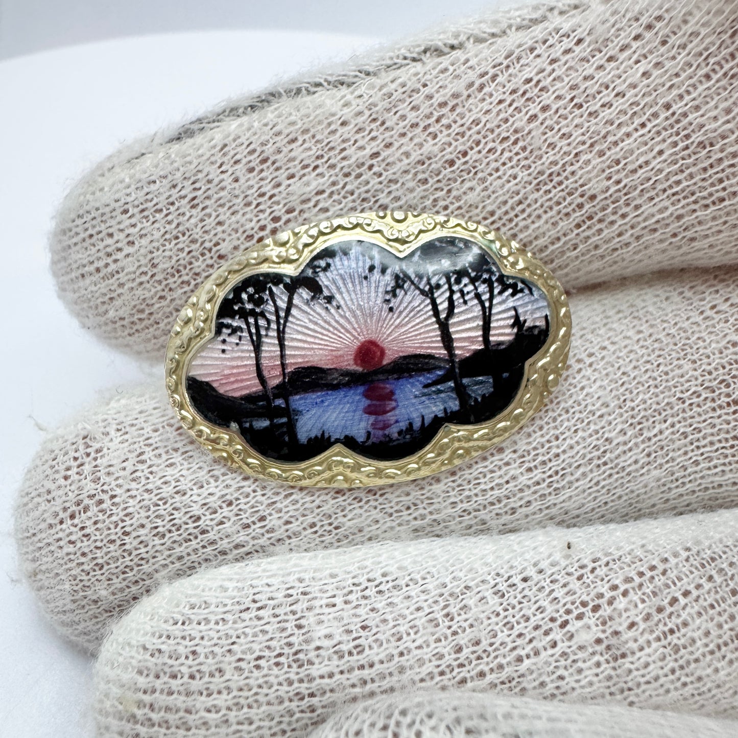 Norway ca 1950s, Vintage Sterling Silver Enamel Brooch.