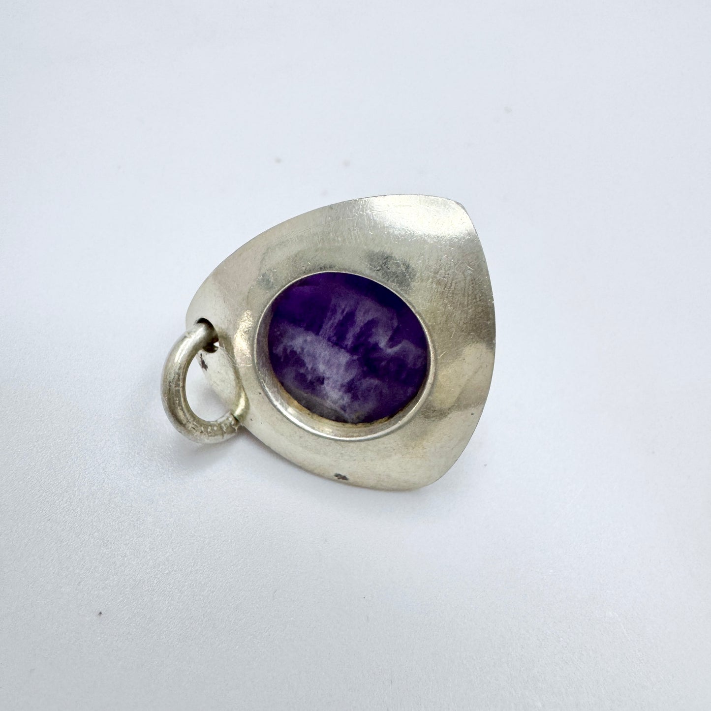 Elis Kauppi, Kupittaan Kulta Finland 1960s. Vintage Solid Silver Amethyst Pendant.