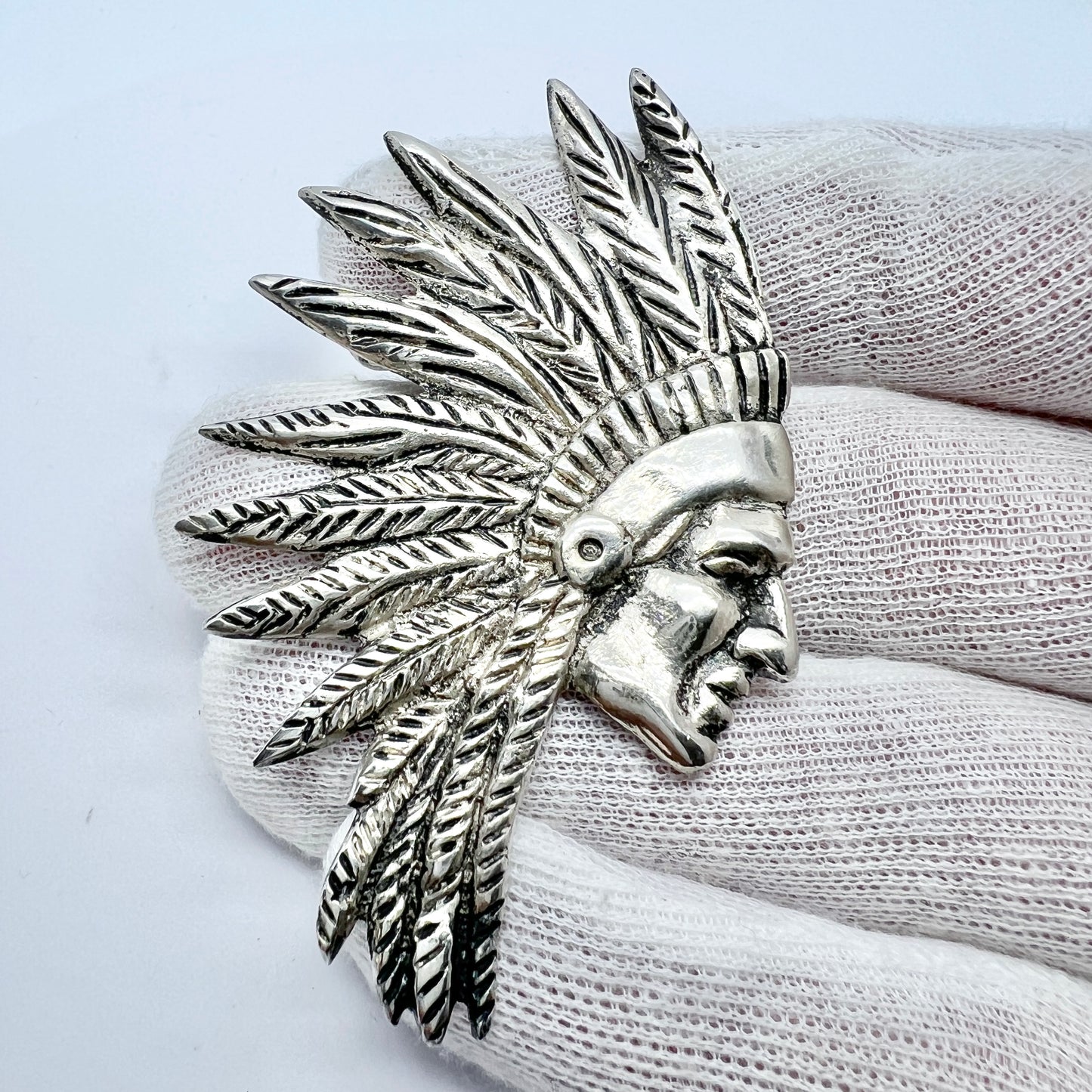 Maker J.P, Peru Large Vintage Sterling Silver Brooch.