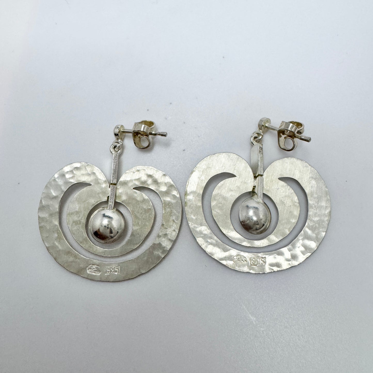 Tapio Wirkkala for Kultakeskus, Finland. Vintage Sterling Silver Earrings. Omena/Apple