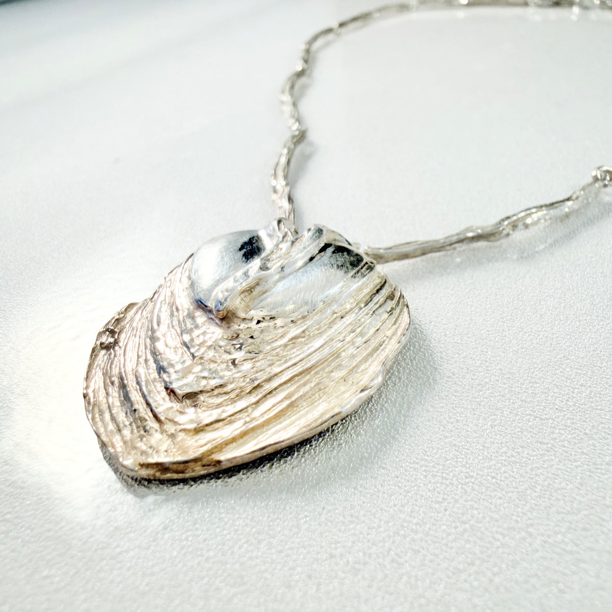 Bengt Hallberg, Sweden. Vintage Sterling Silver Organic Pendant Necklace. Designer Signature.