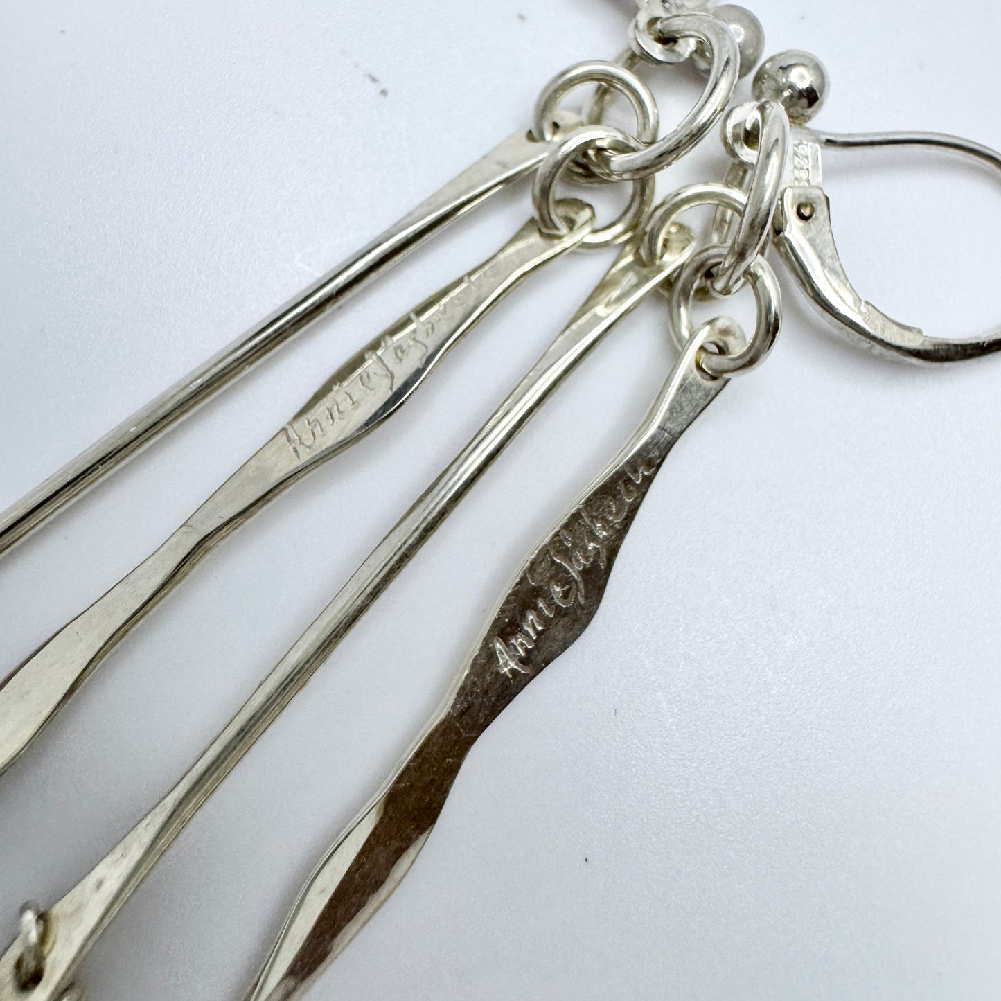 Annie Jägbeck, Sweden 1980s. Vintage Sterling Silver Dangle Earrings. Signed