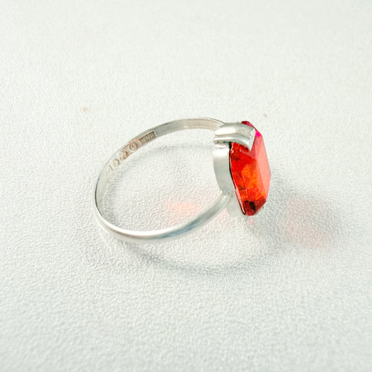 Svedboms, Sweden 1951. Vintage Solid Silver Intense Red Synthetic Spinel Ring