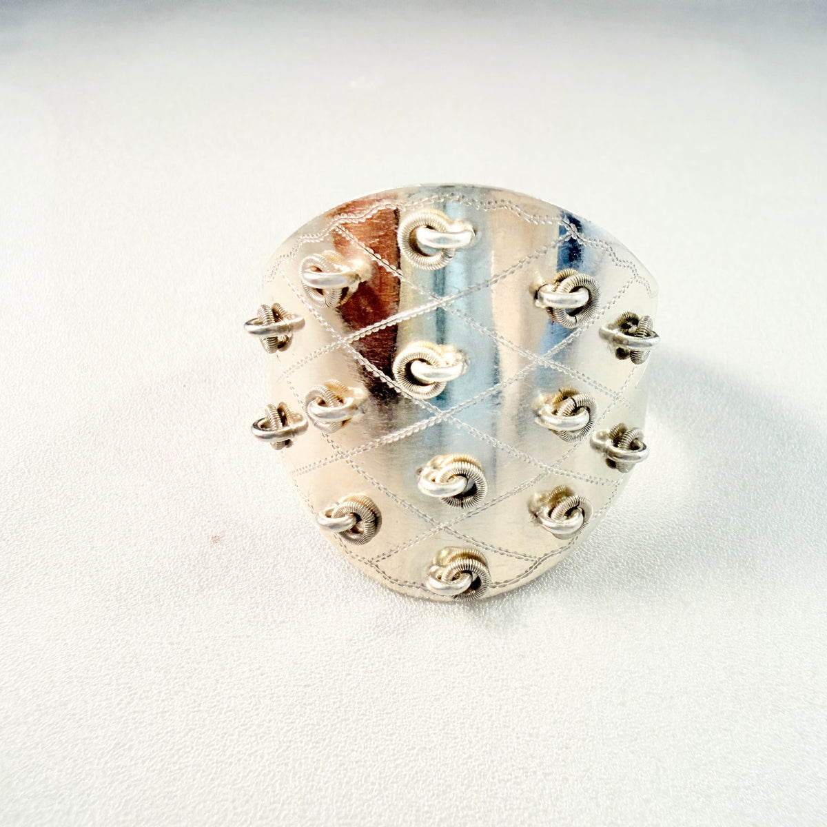 Haparanda, Sweden year 1941. Rare WWII-era Vintage Solid Silver Sami / Laplander Scarf Ring.