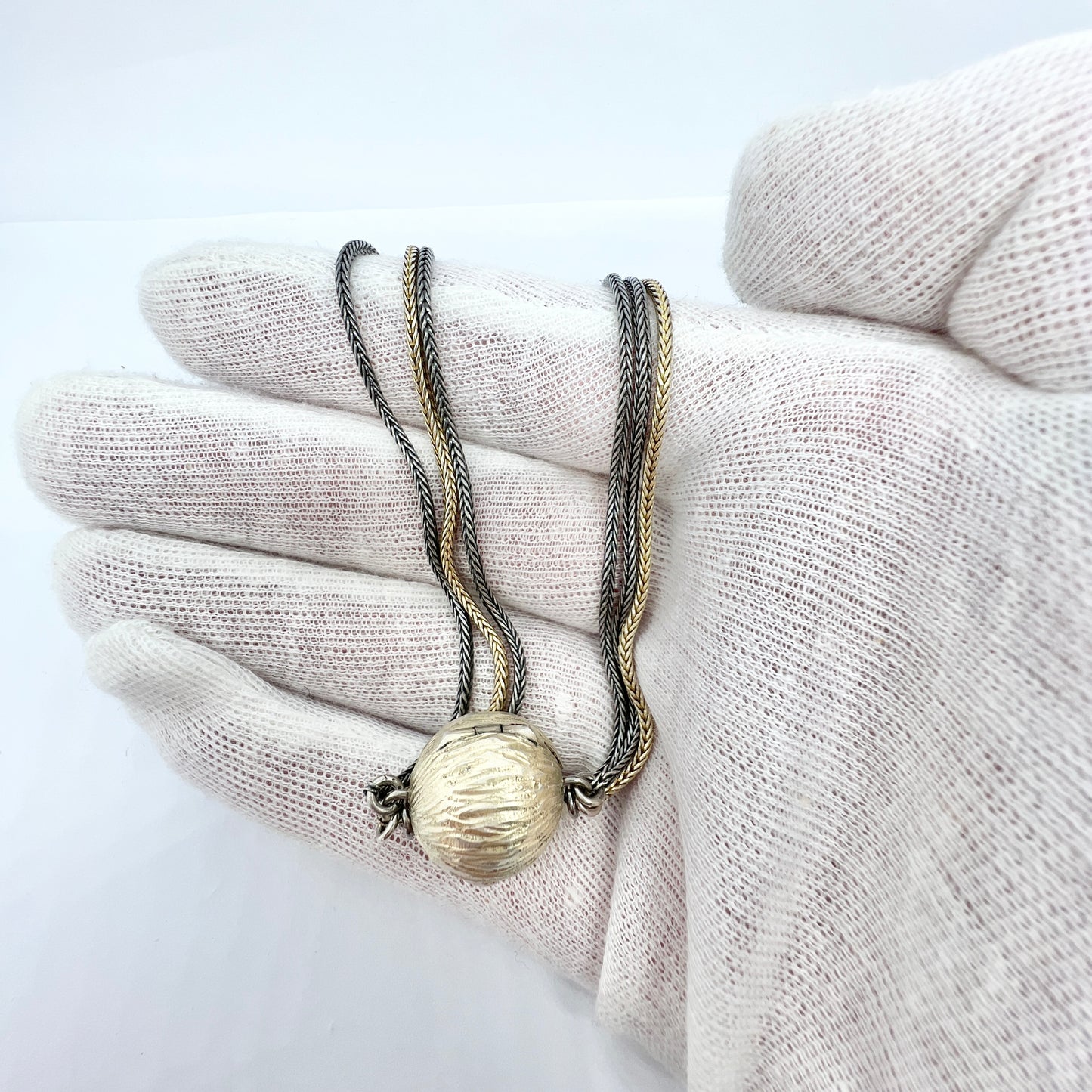 Denmark. Vintage Sterling Silver 3-strand Necklace.