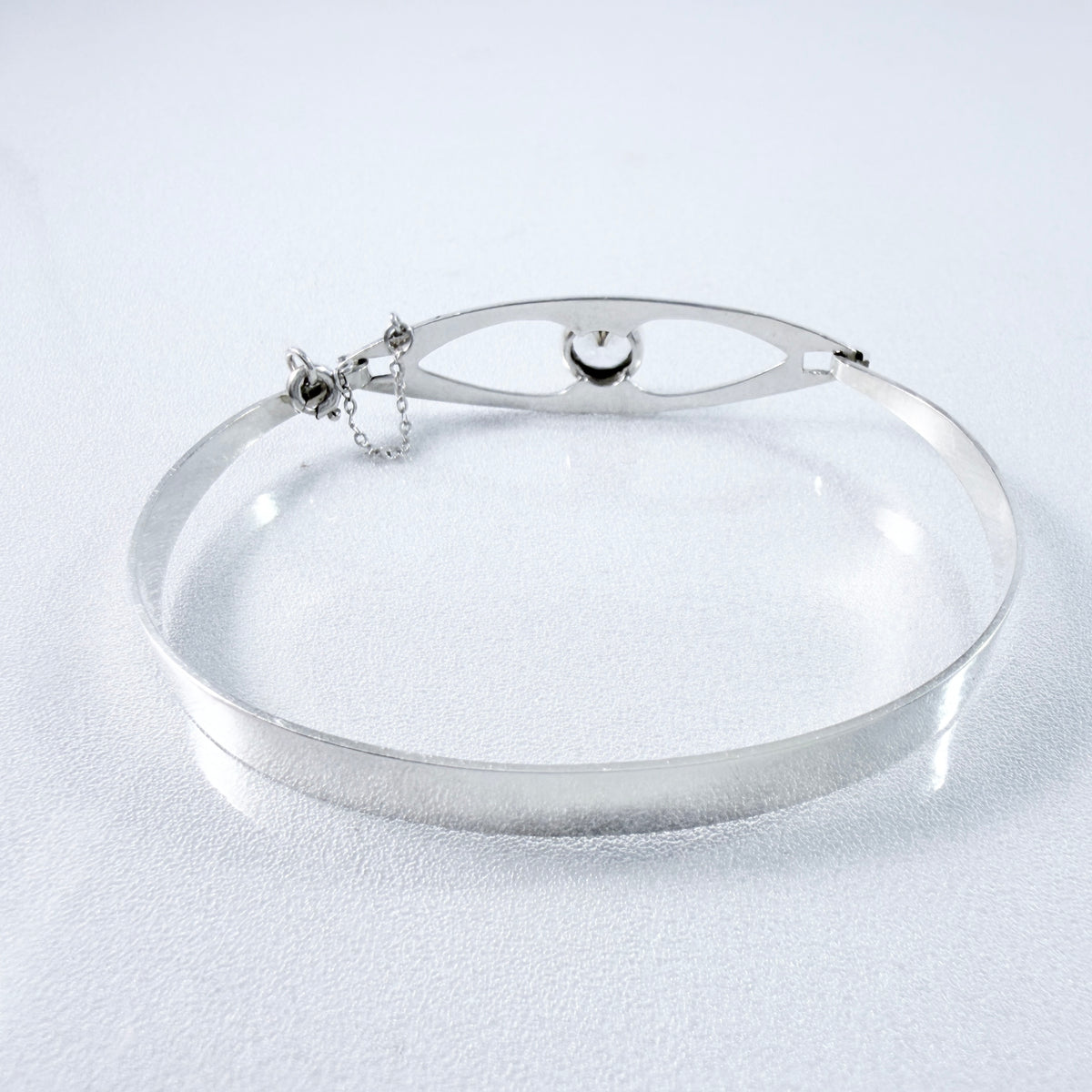 Salovaara, Finland 1973. Vintage Sterling Silver Rock Crystal Hinged Bracelet.