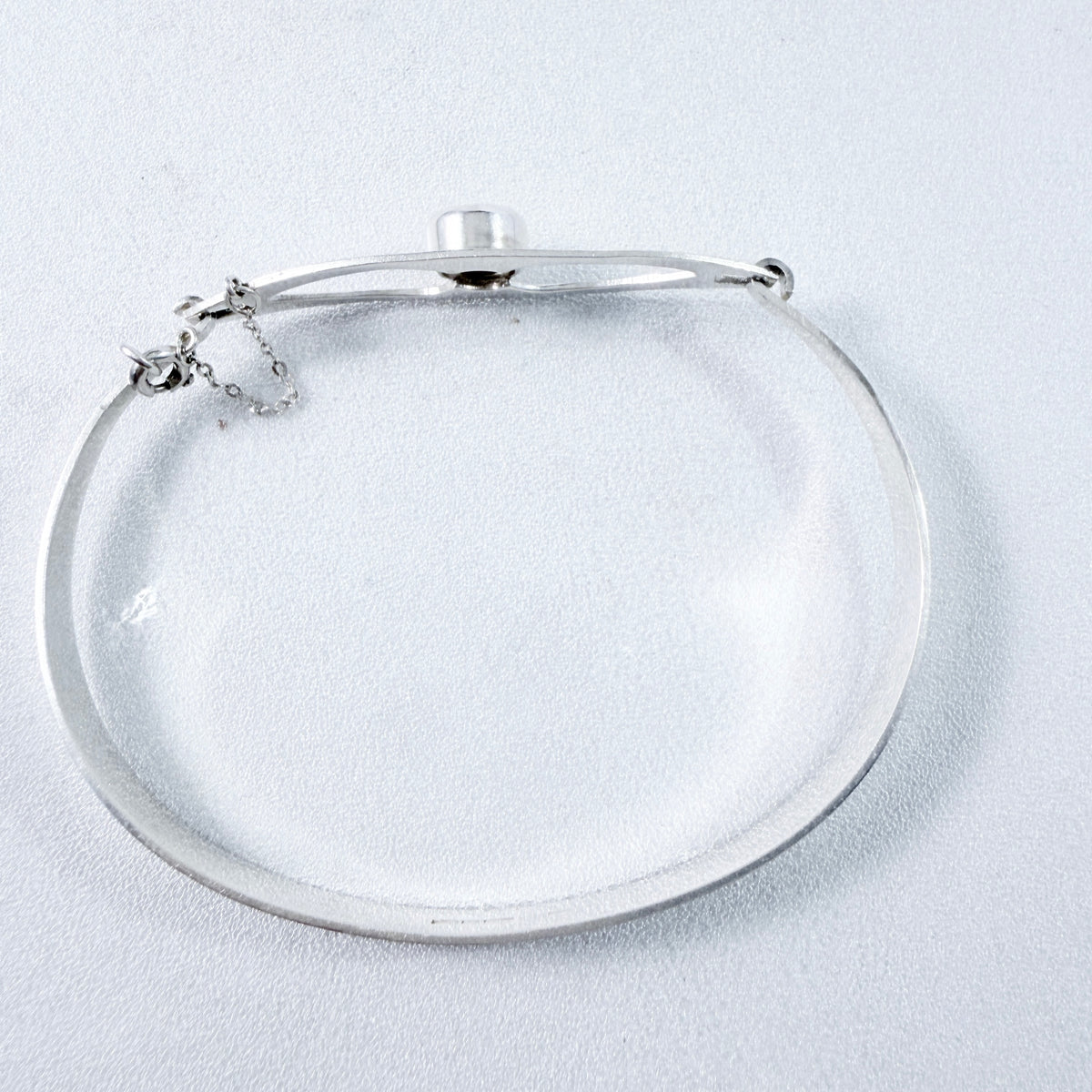 Salovaara, Finland 1973. Vintage Sterling Silver Rock Crystal Hinged Bracelet.