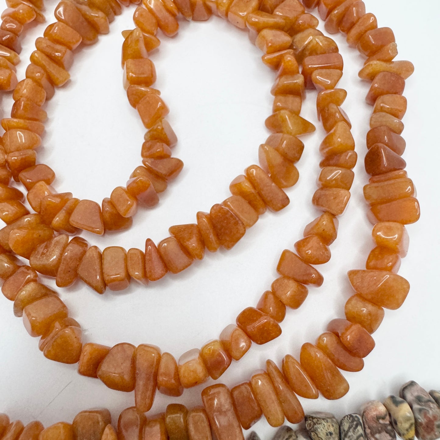 Four Necklaces. Garnet. Carnelian. Aventurine and Jasper.