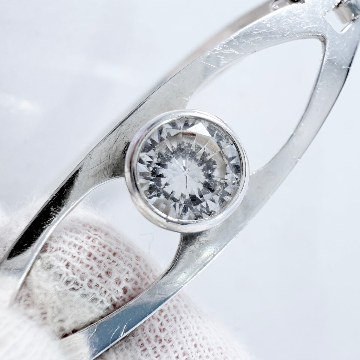 Salovaara, Finland 1973. Vintage Sterling Silver Rock Crystal Hinged Bracelet.