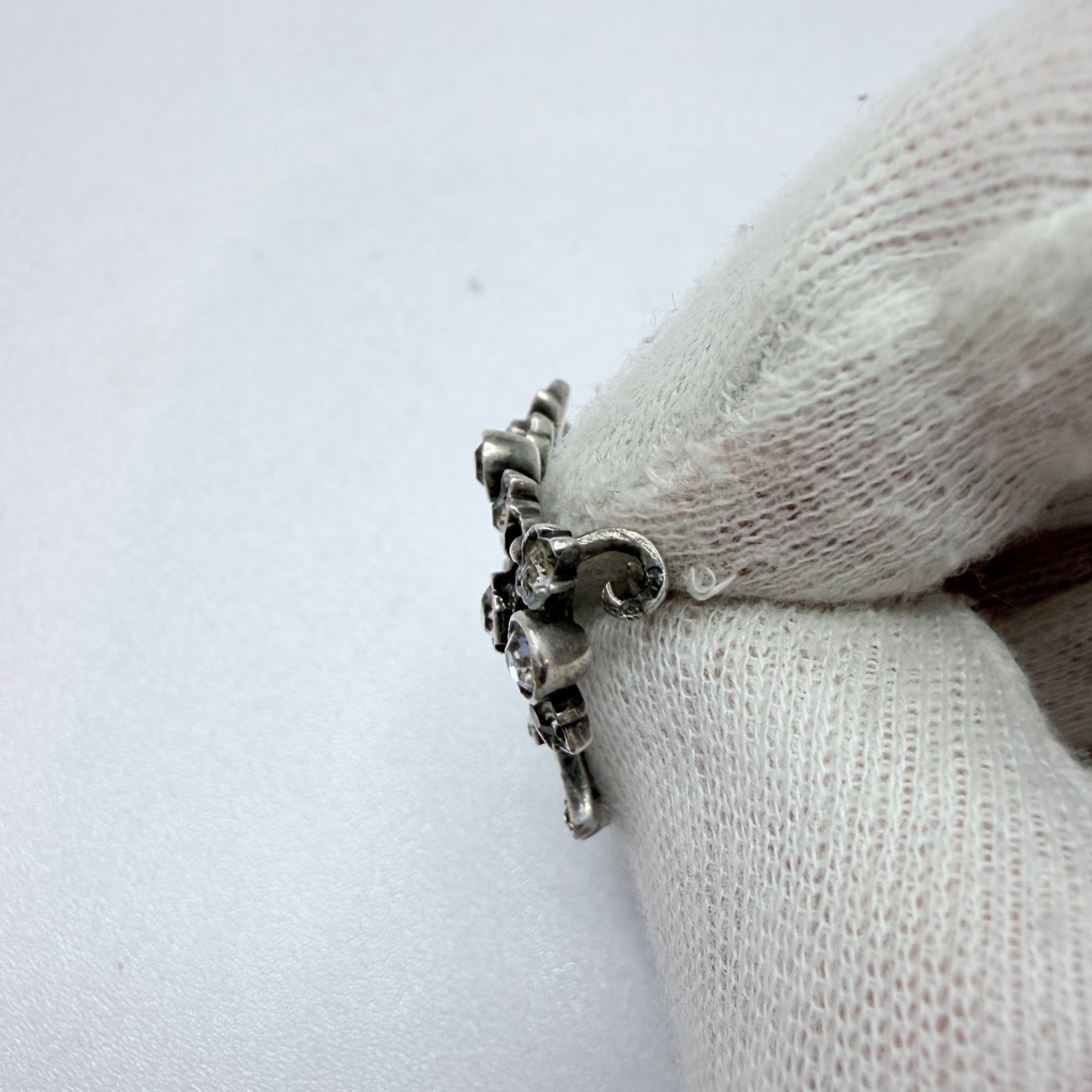 Vintage ca 1940s Sterling Silver Paste Flower Basket Brooch.