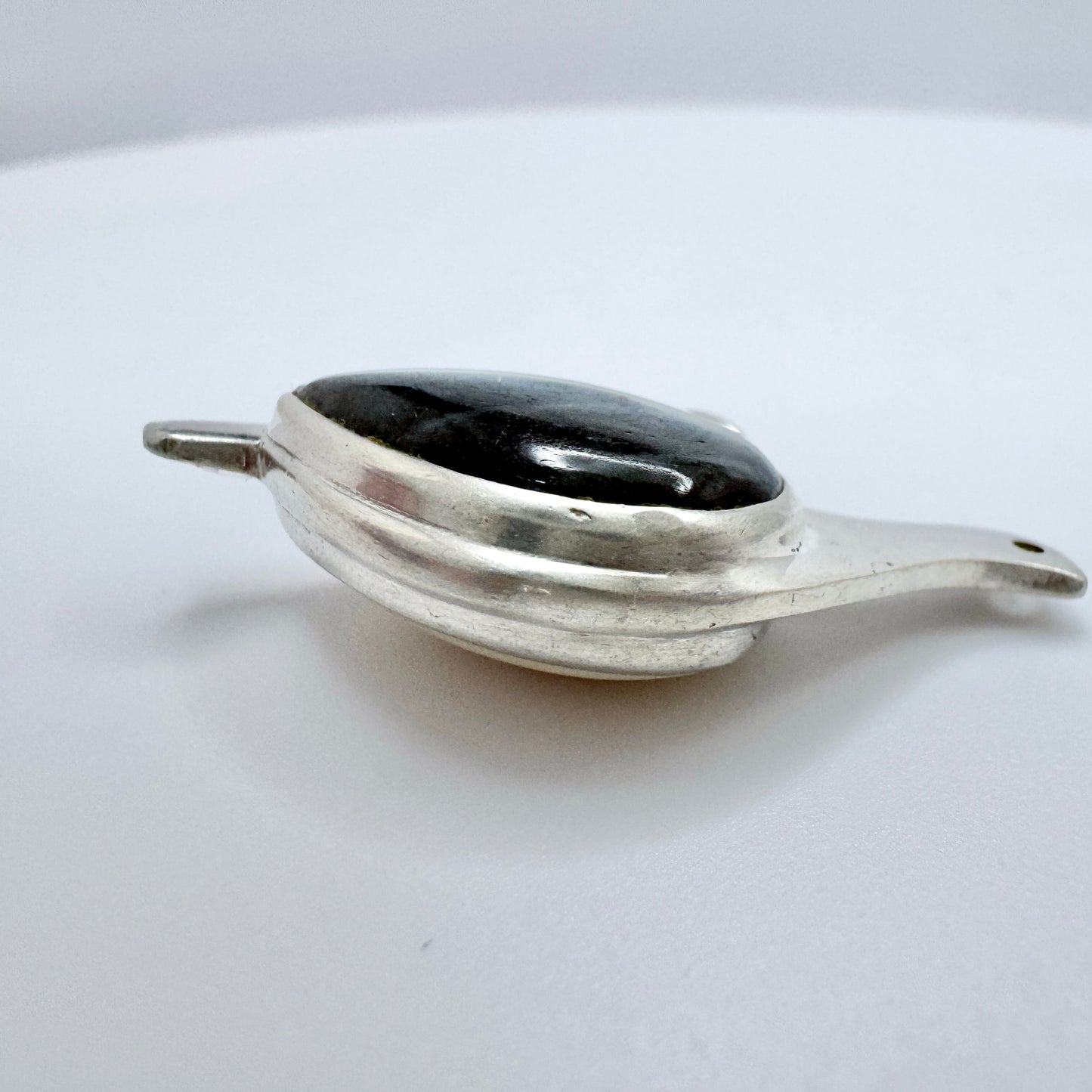 JAN, Finland. Vintage Sterling Silver Double Hardstone Ptarmigan Pendant.