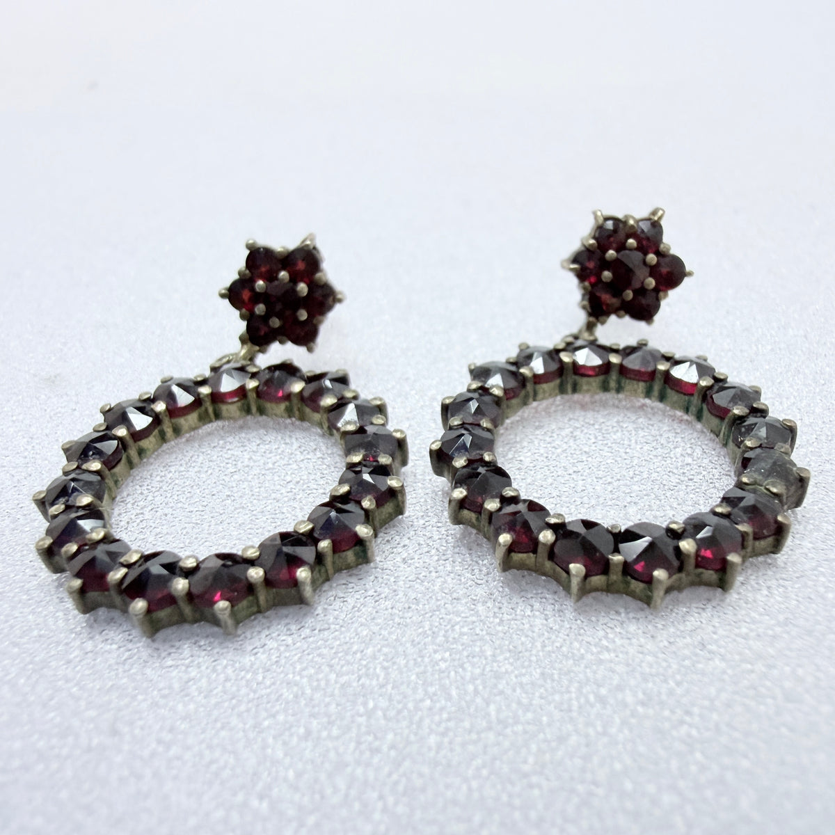 Vintage Gilt Solid Silver Garnet Earrings.
