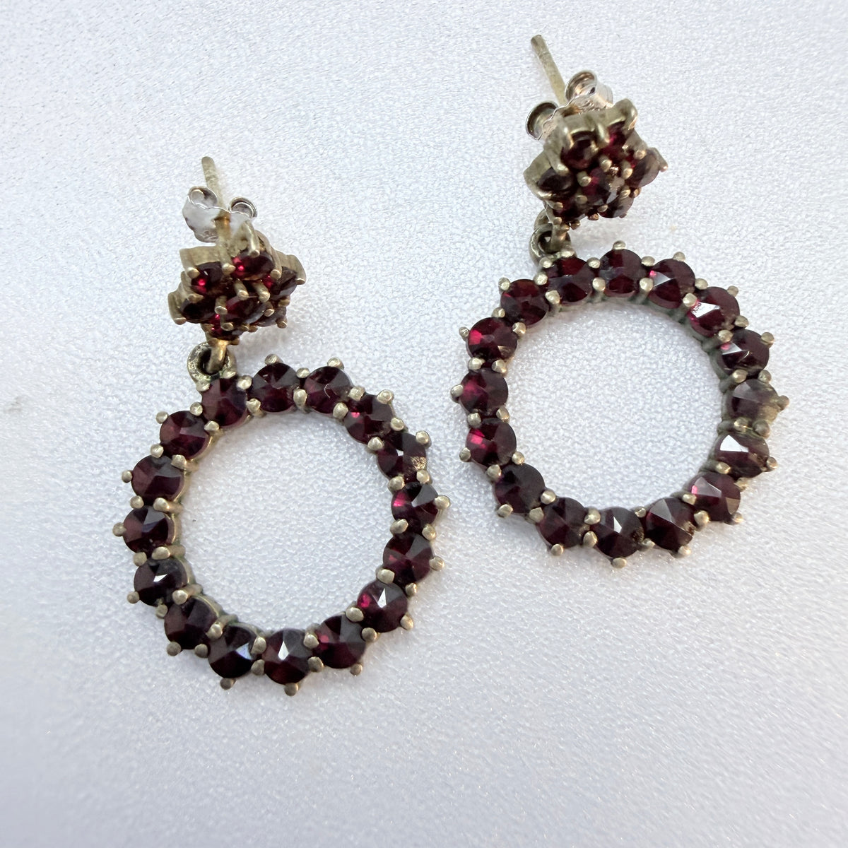 Vintage Gilt Solid Silver Garnet Earrings.