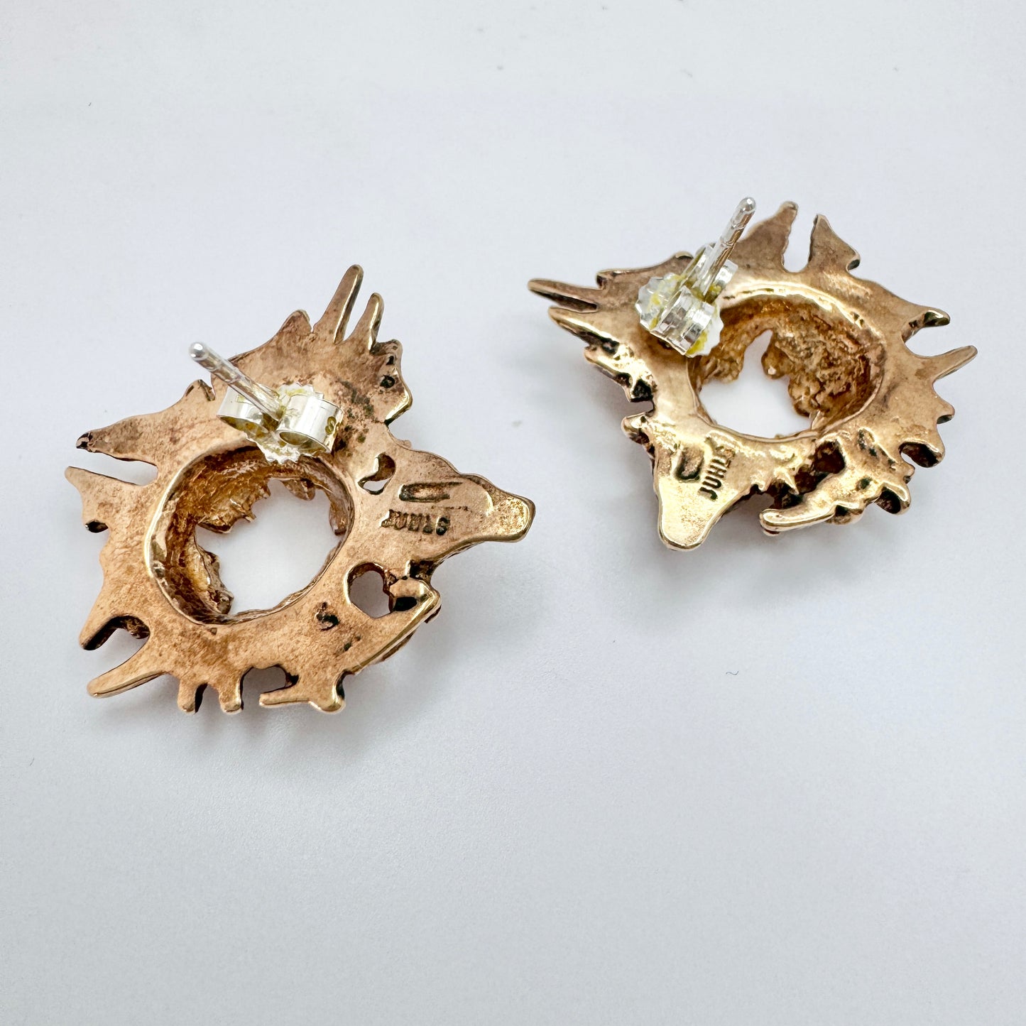 Juhls, Norway. Vintage Bronze Silver Earrings.