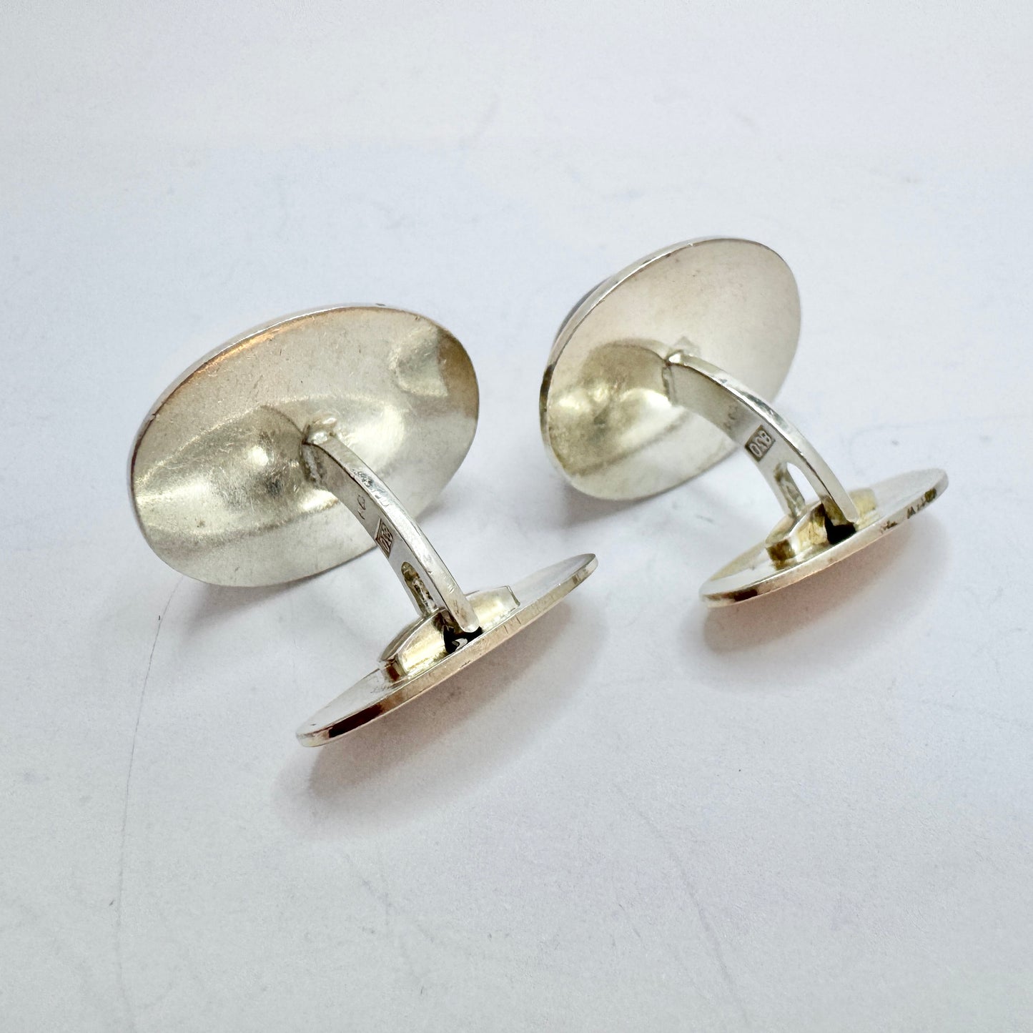 Vintage 1950-60s. Solid Silver Cat’s Eye Tiger’s eye Cufflinks.