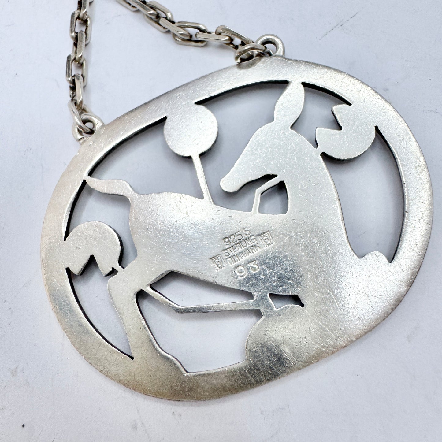 Georg Jensen, Denmark 1933-44. Sterling Silver Pendant Necklace . Design 93 by Arno Malinowski