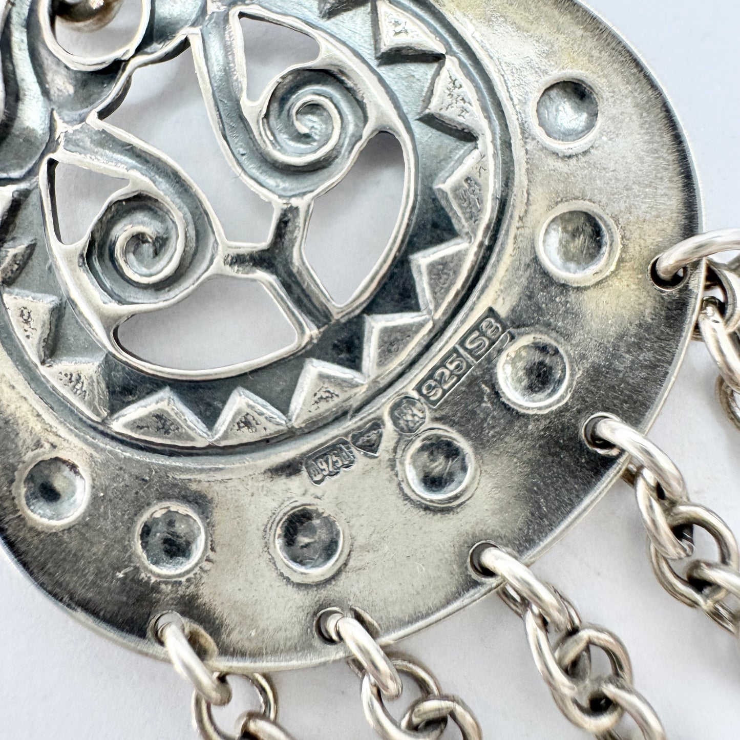 Kalevala Koru, Finland 1995. Vintage Sterling Silver Moon Goddess Pendant Necklace