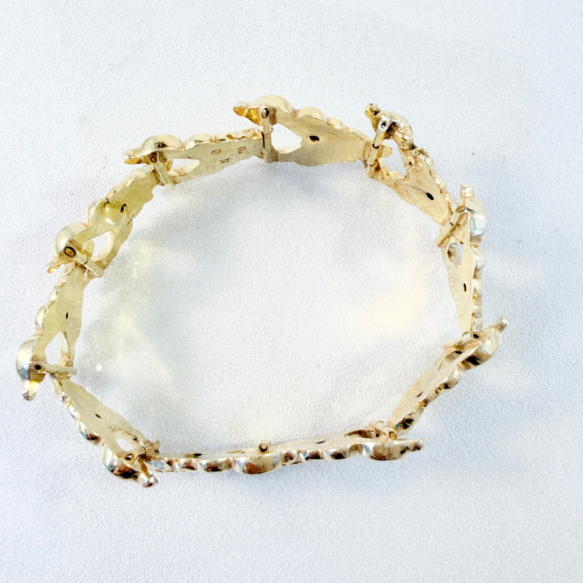 T Brandt, Sweden year 1888. Antique Victorian Gold Gilt Silver Bracelet.