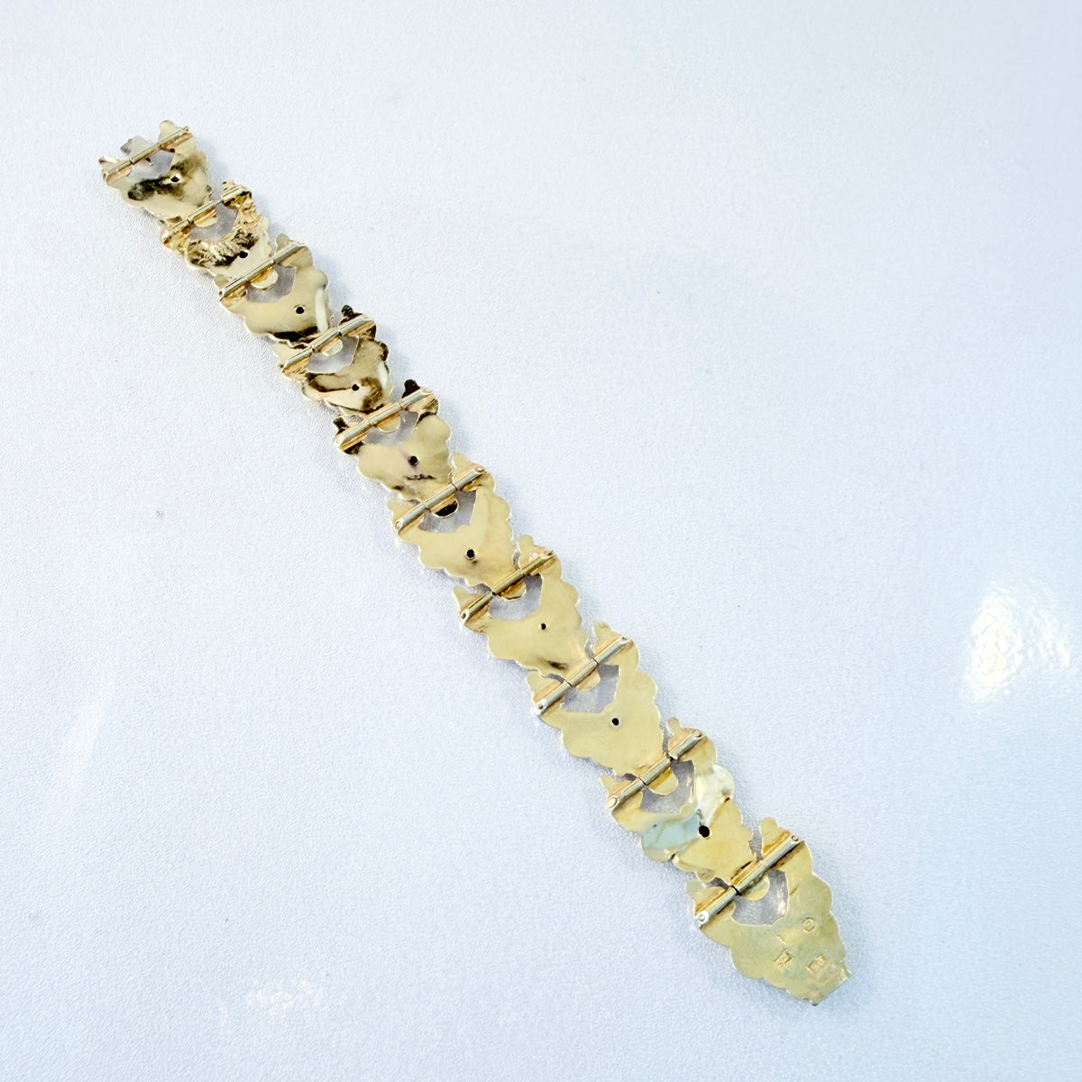 T Brandt, Sweden year 1888. Antique Victorian Gold Gilt Silver Bracelet.