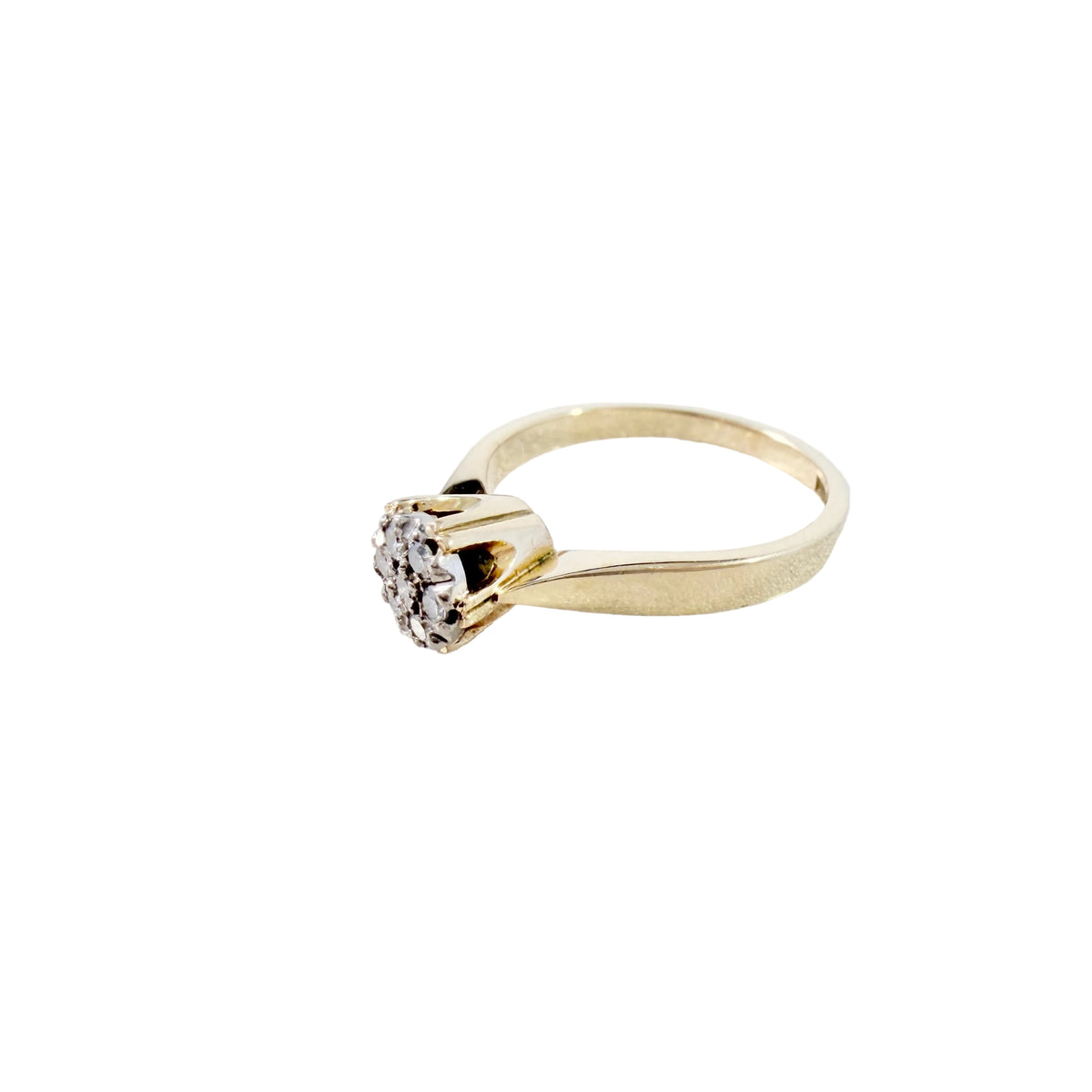 Sweden 1984. Vintage 18k Gold Diamond Cluster Unengraved Engagement Ring.