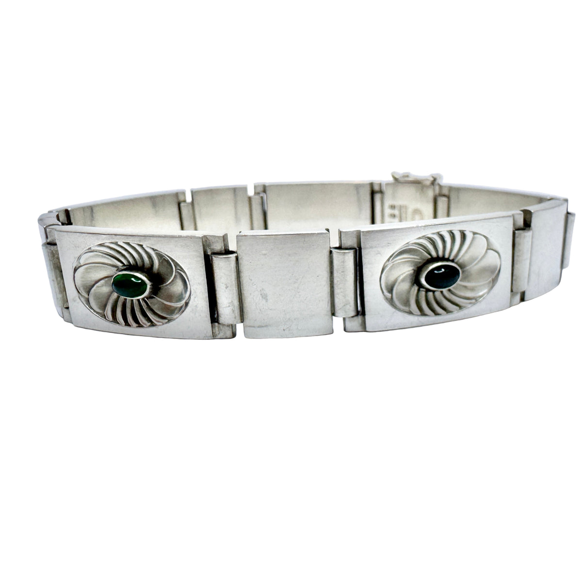 Georg Jensen, Denmark ca 1950s. Vintage Silver Chrysoprase Bracelet. 56A by Henry Pilstrup