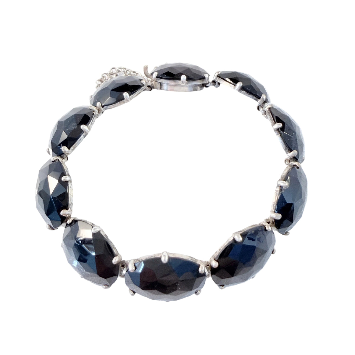 Hedblom, Sweden 1894. Antique Victorian Solid Silver French Jet Mourning Bracelet.