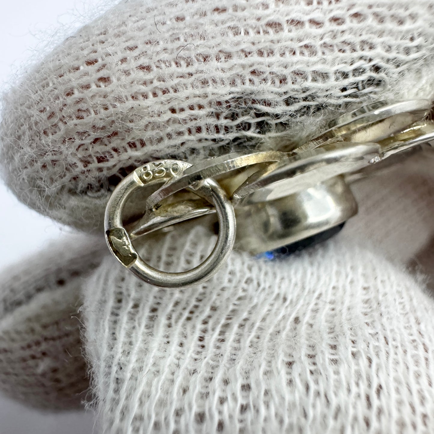 Salovaara, Finland ca 1960s. Vintage Solid Silver Synthetic Spinel Pendant.