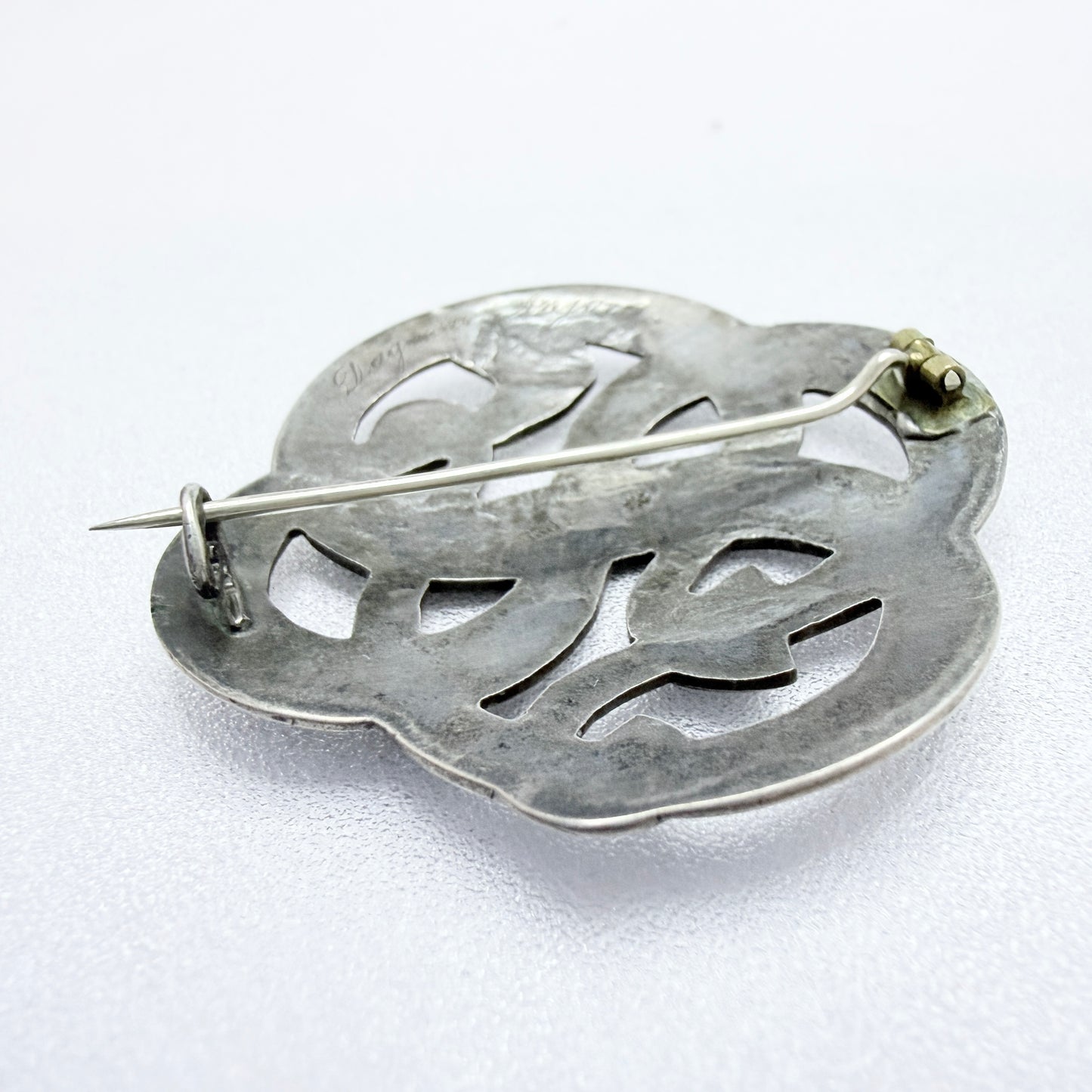 Clement Berg, Norway ca 1900. Antique Solid Silver Dragestil Brooch.