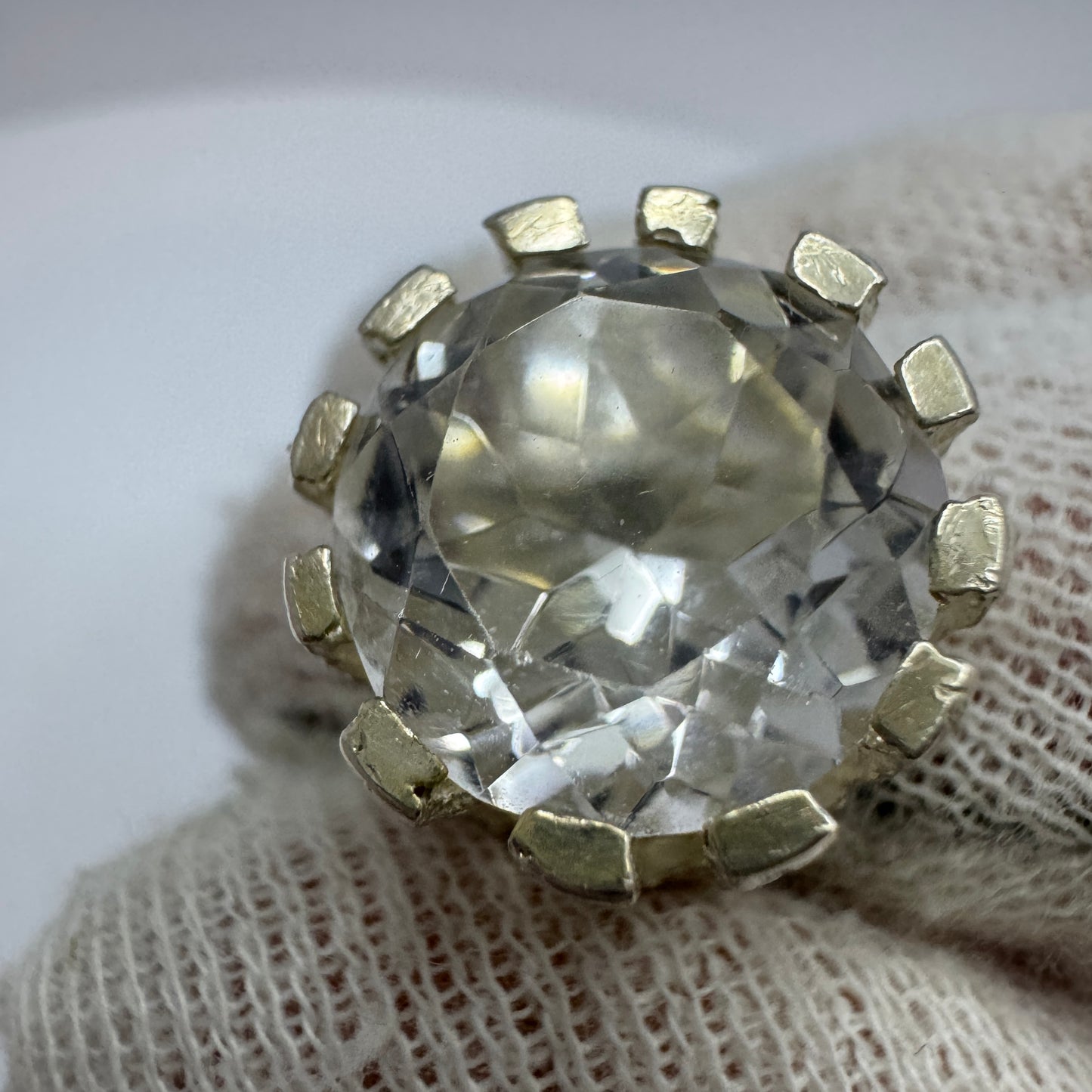 NSE Guldvaru, Sweden 1970s. Vintage Sterling Silver Rock Crystal Adjustable Size Ring.