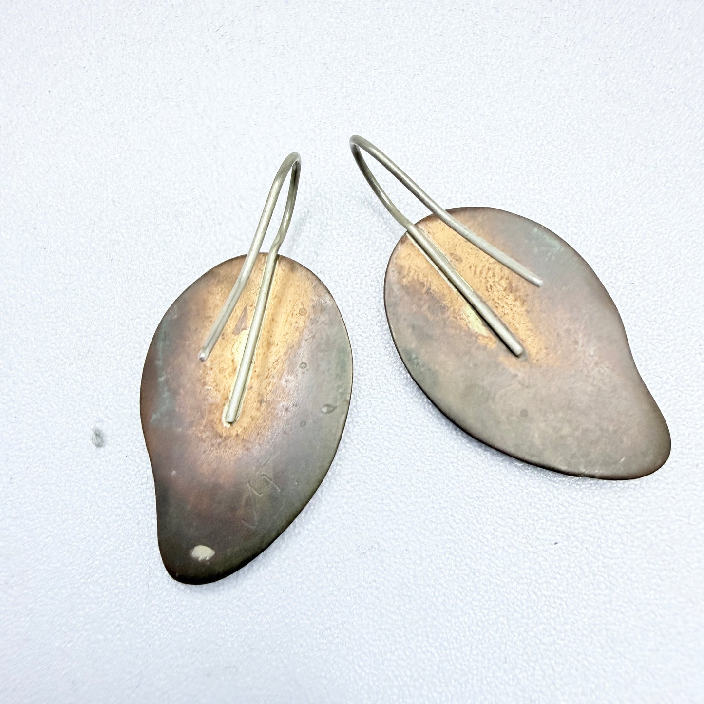 Signed Vintage Copper Enamel Earrings.